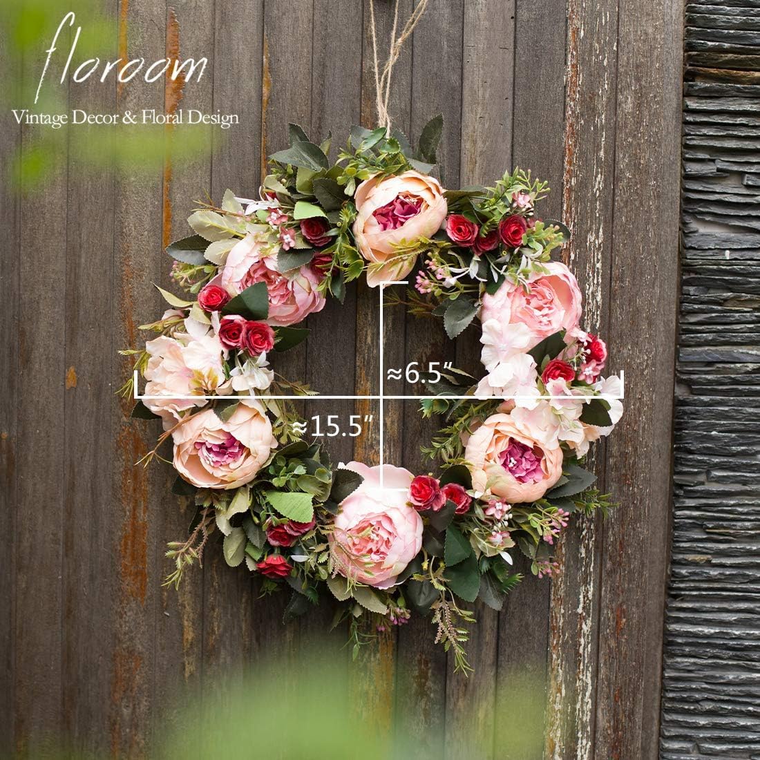 Floroom Floral Wreath 15-16 Inches Front Door Decor