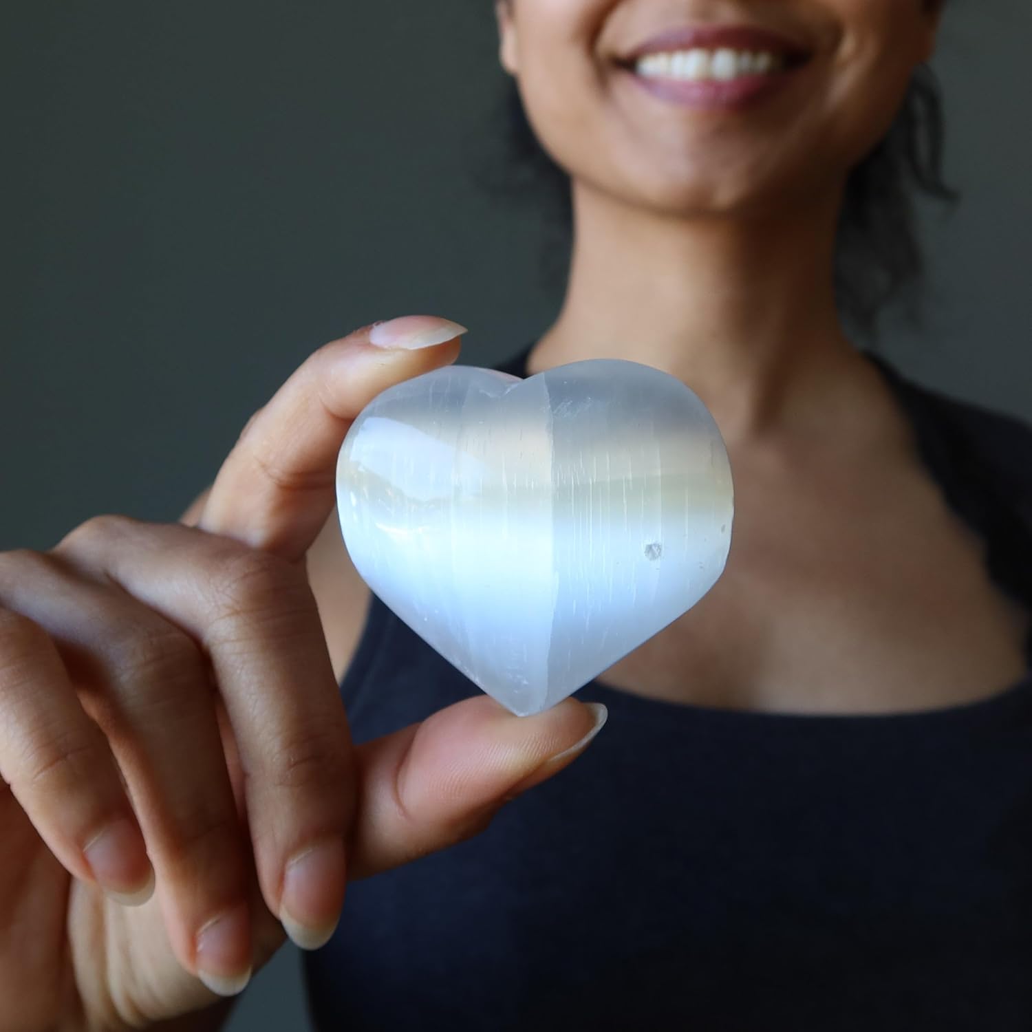 Satin Crystals Selenite Heart 30-35 Inch