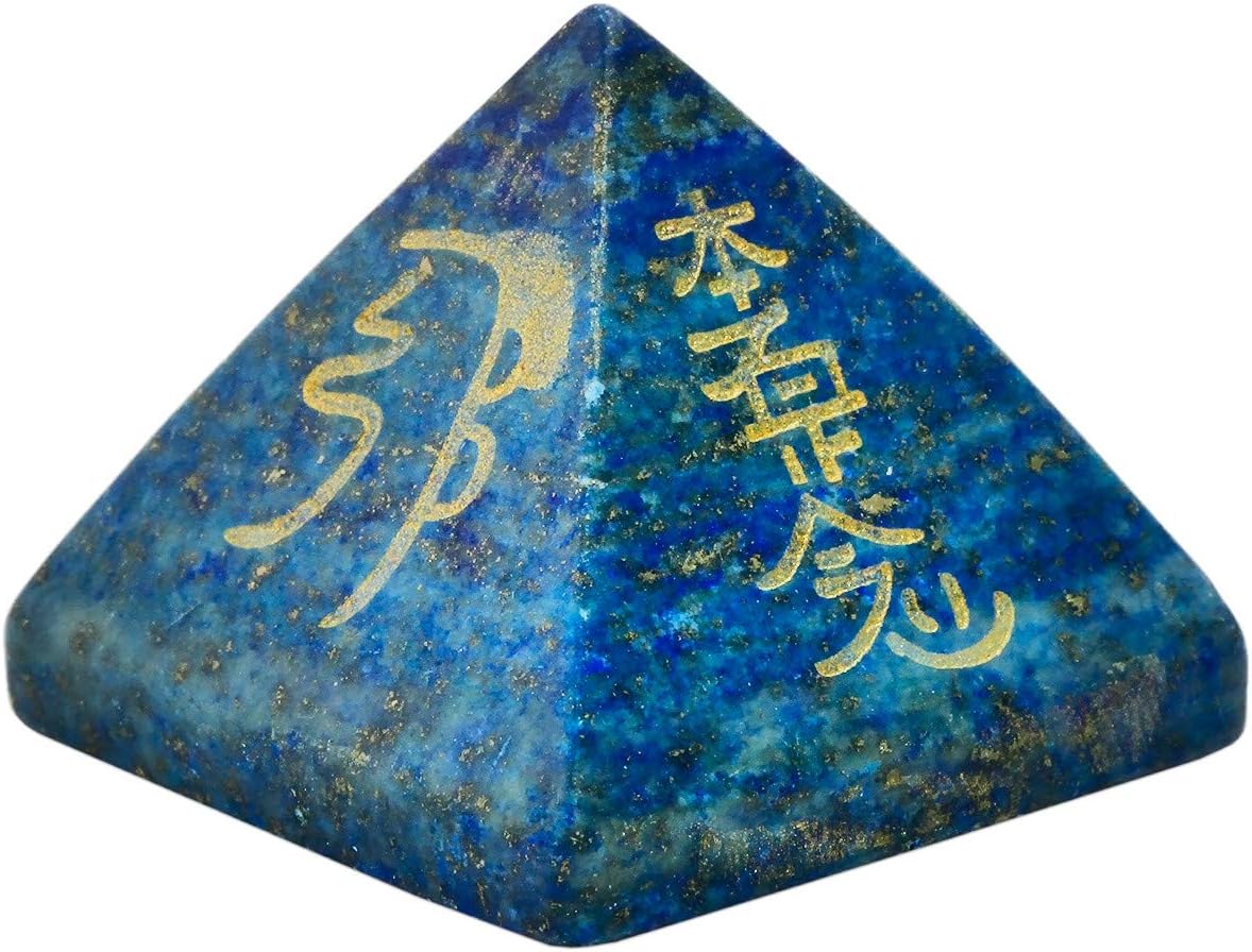 Lapis Lazuli Witches Runes Set Crystal Pyramid for Feng Shui Meditation Decor