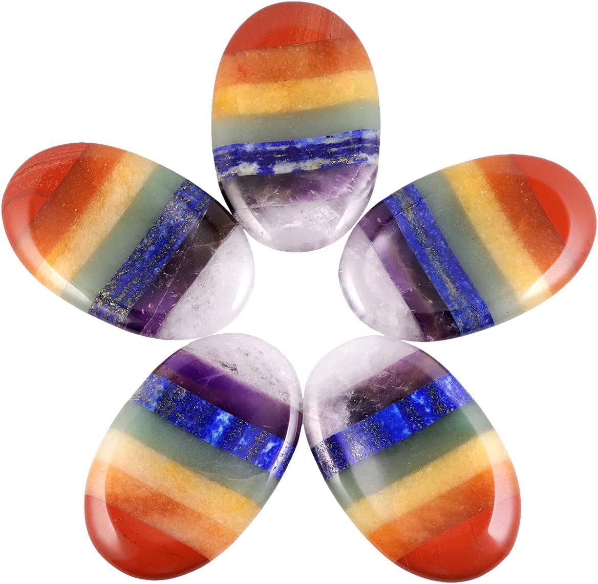 TUMBEELLUWA 7 Chakra Crystal Thumb Worry Stone