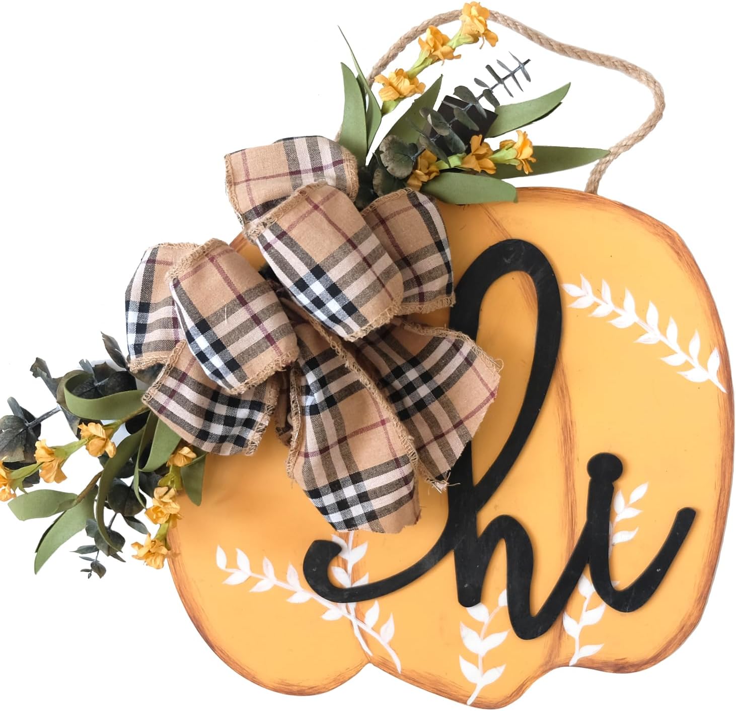 Idyllic Fall Harvest Pumpkin Wreath 12 Inch Wood Decor