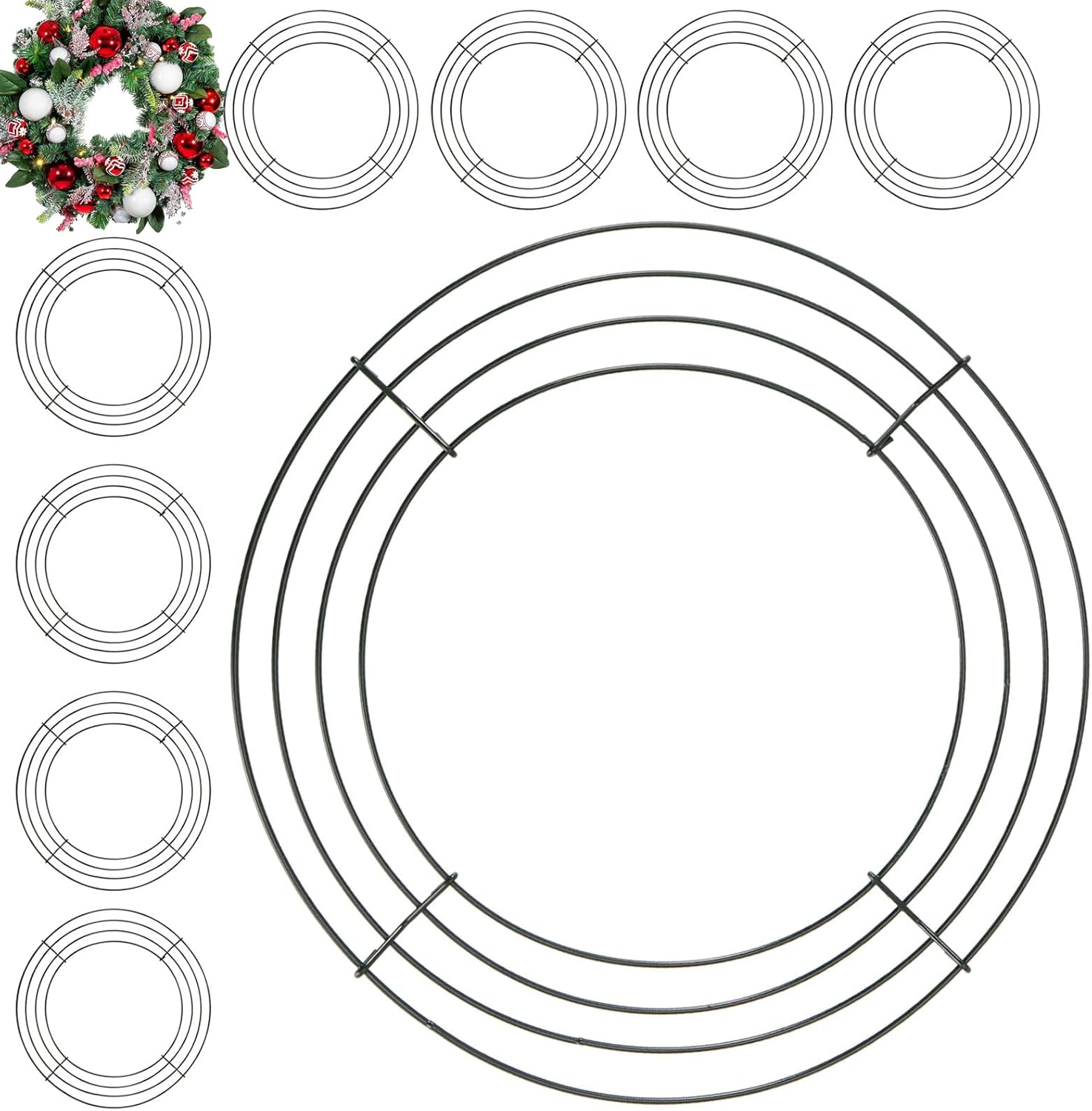 25 Pack 10 Inch Round Metal Wreath Frame Ring Green
