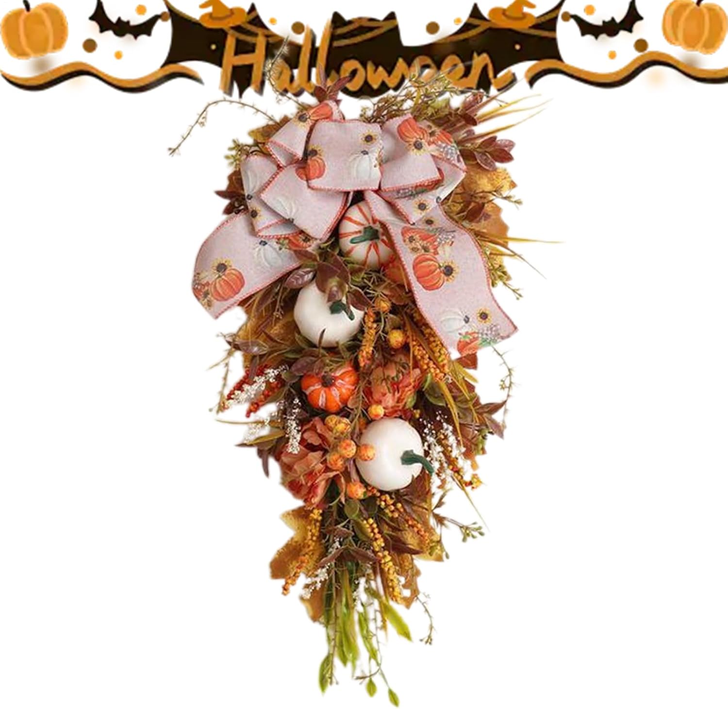 Fall Floral Teardrop Swag for Autumn Decor