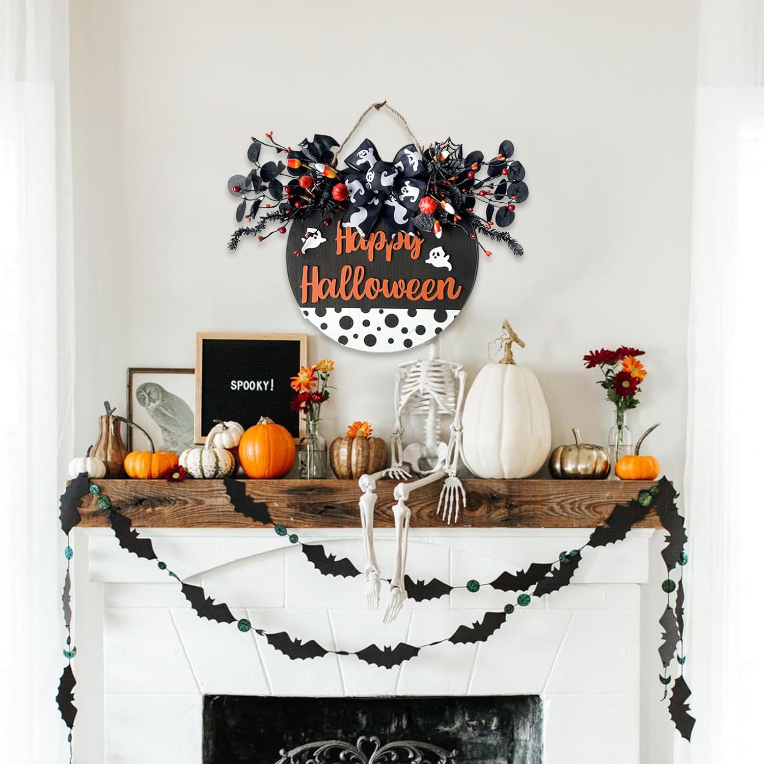 Idyllic 14 Inch Halloween Door Wreath Decor