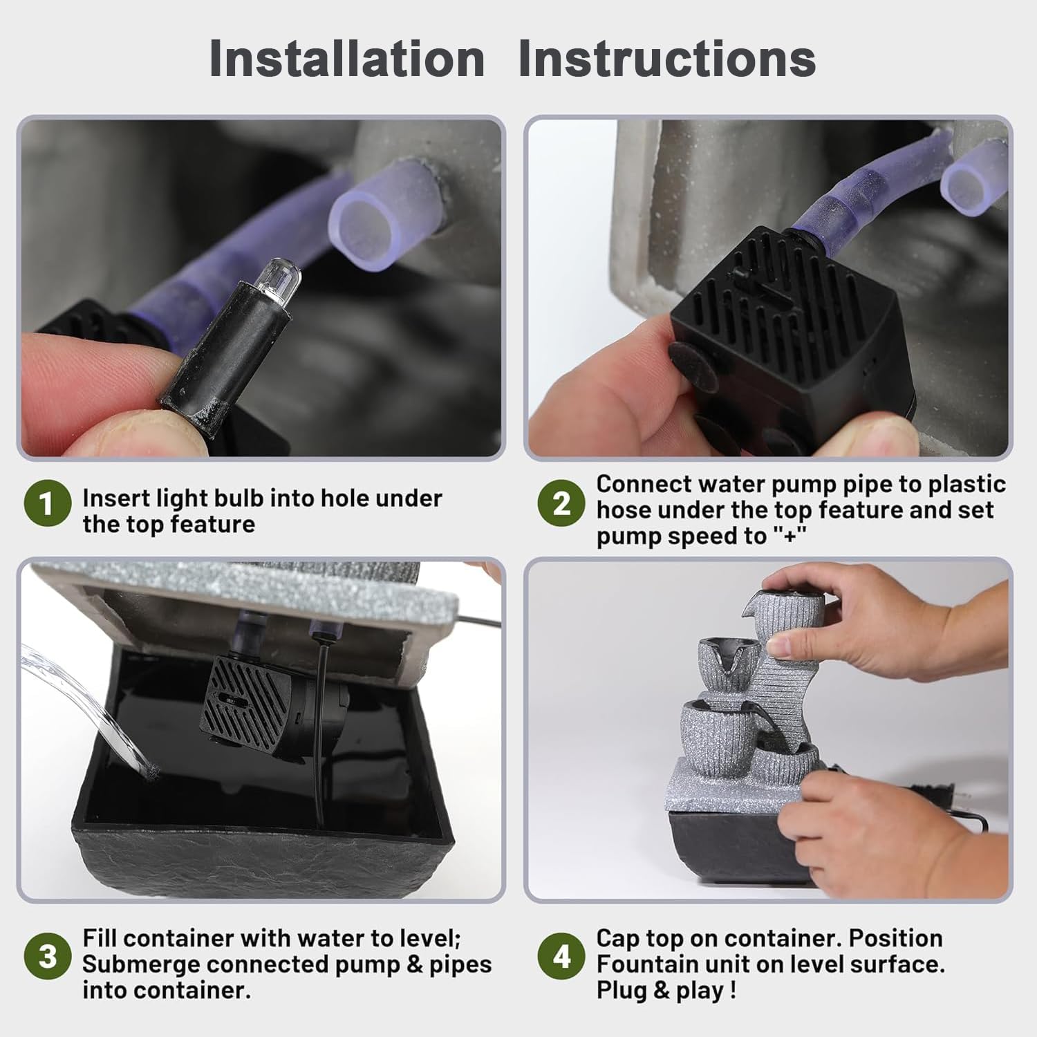 Indoor Tabletop Water Fountain with Color LED Light