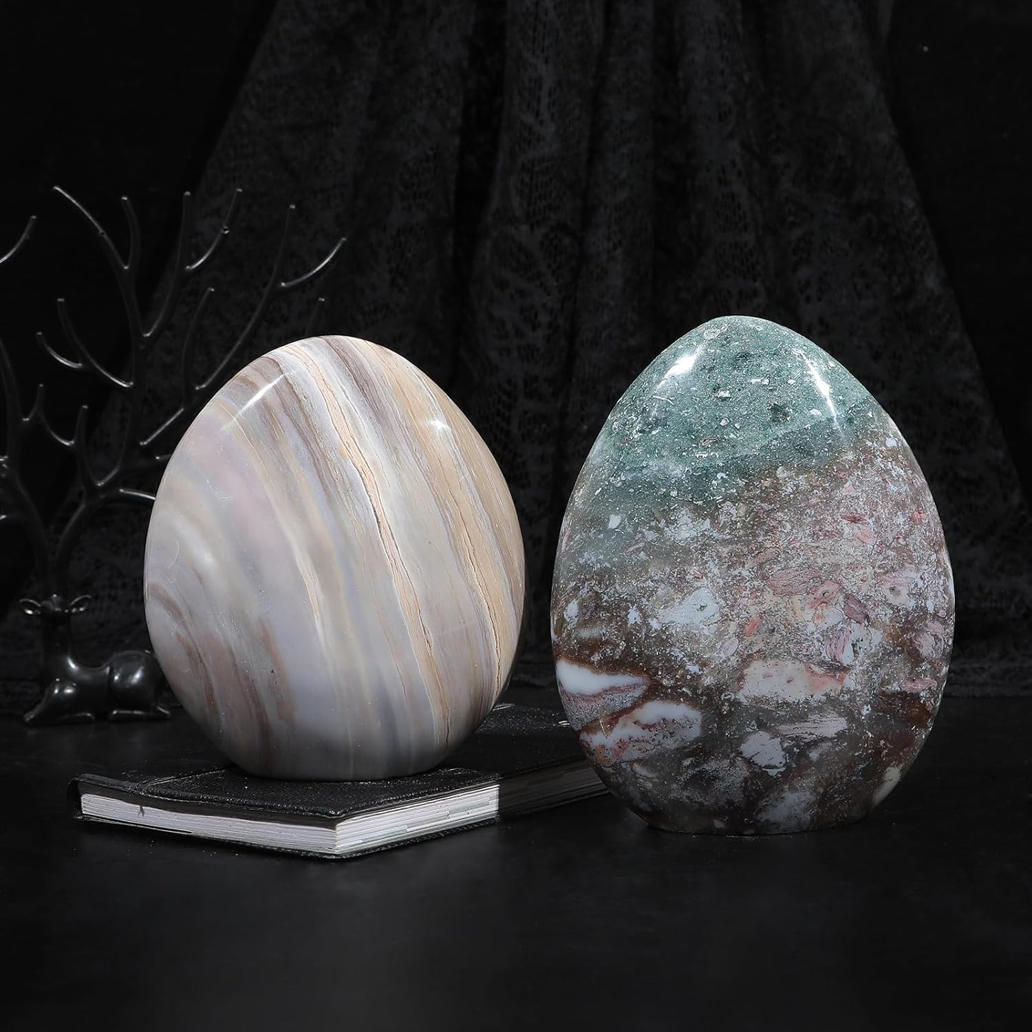 Nupuyai Natural Ocean Jasper Stone for Home Decor and Meditation