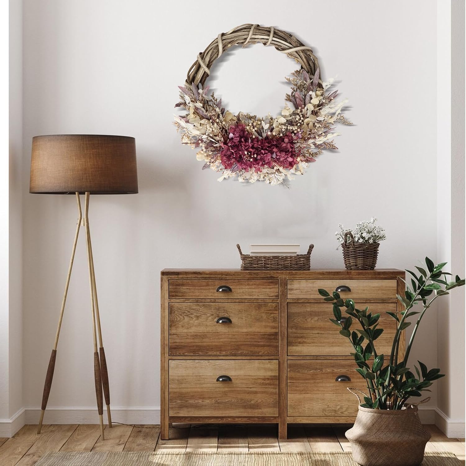 20 Inch Preserved Flowers Wreath for Front Door Home Decor