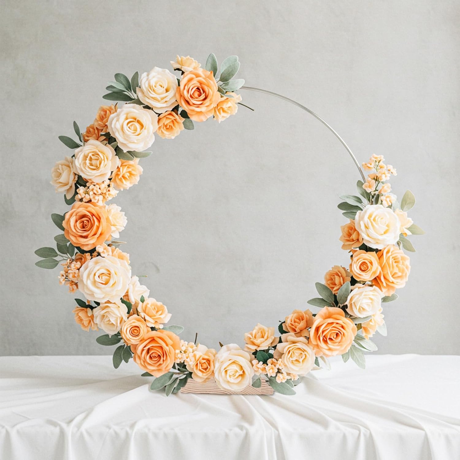 25PCS 12 Inch Silver Metal Floral Hoop Centerpieces with Stand