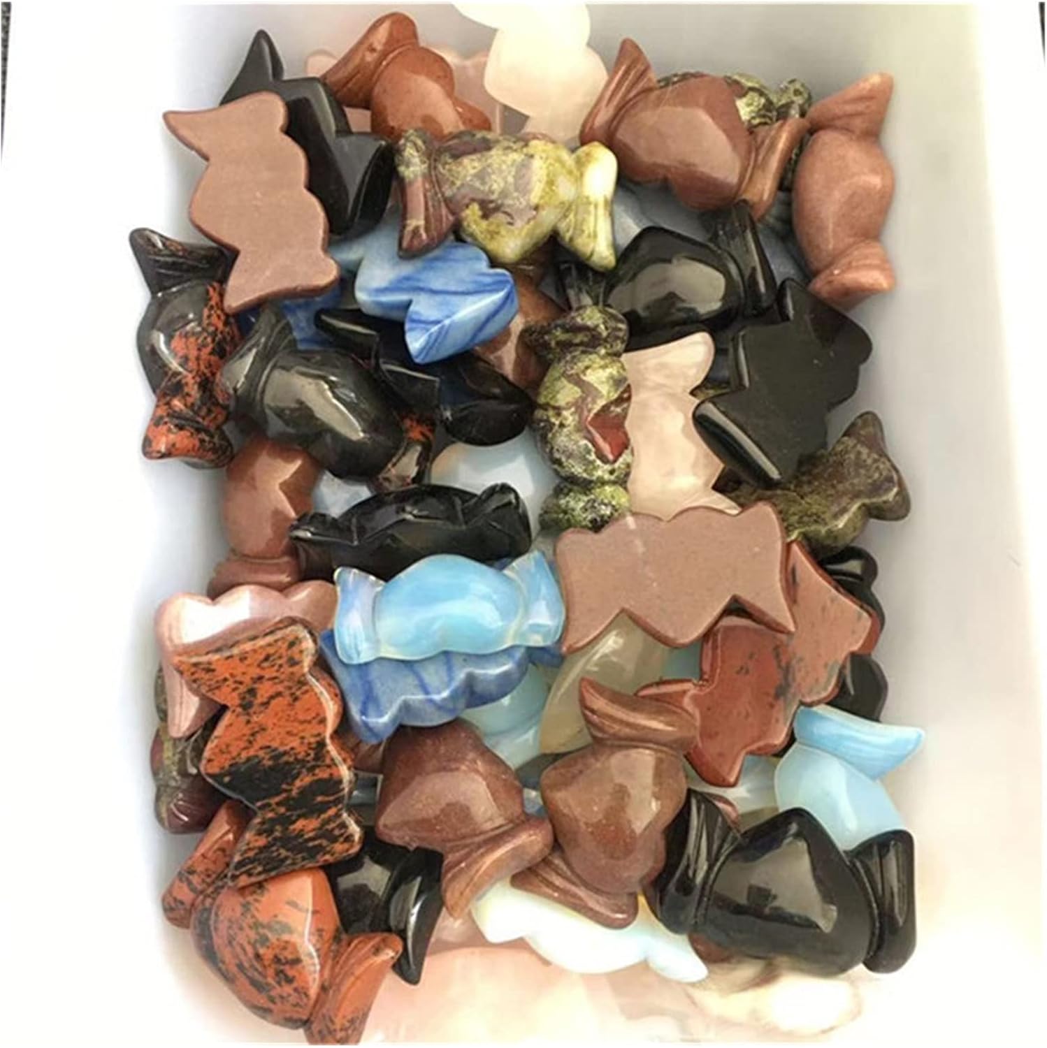 FIDEMM Natural Rose Crystal Heart with Wings Shape Stone Healing Decor