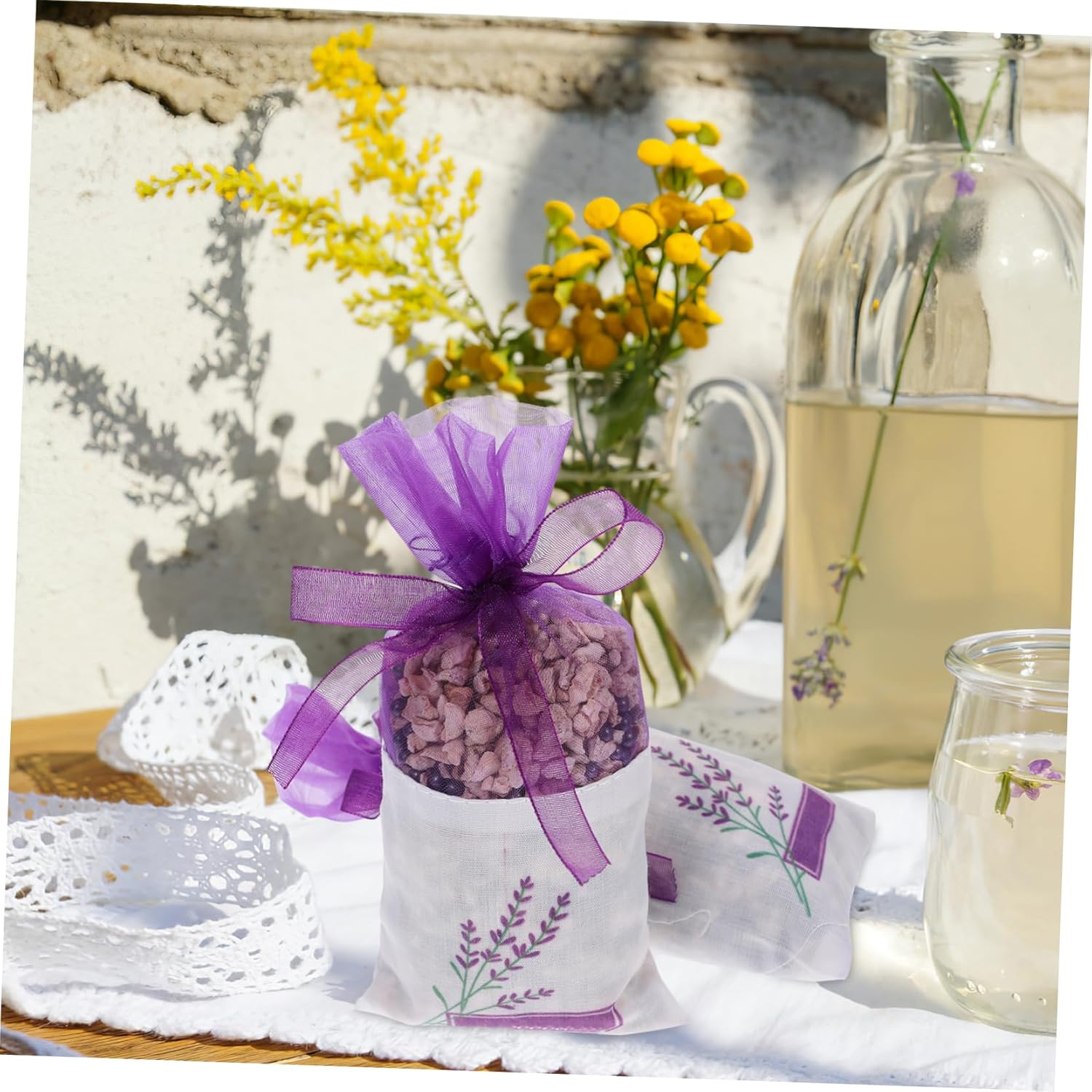 25 Pack Lavender Sachet Bags with Ribbons