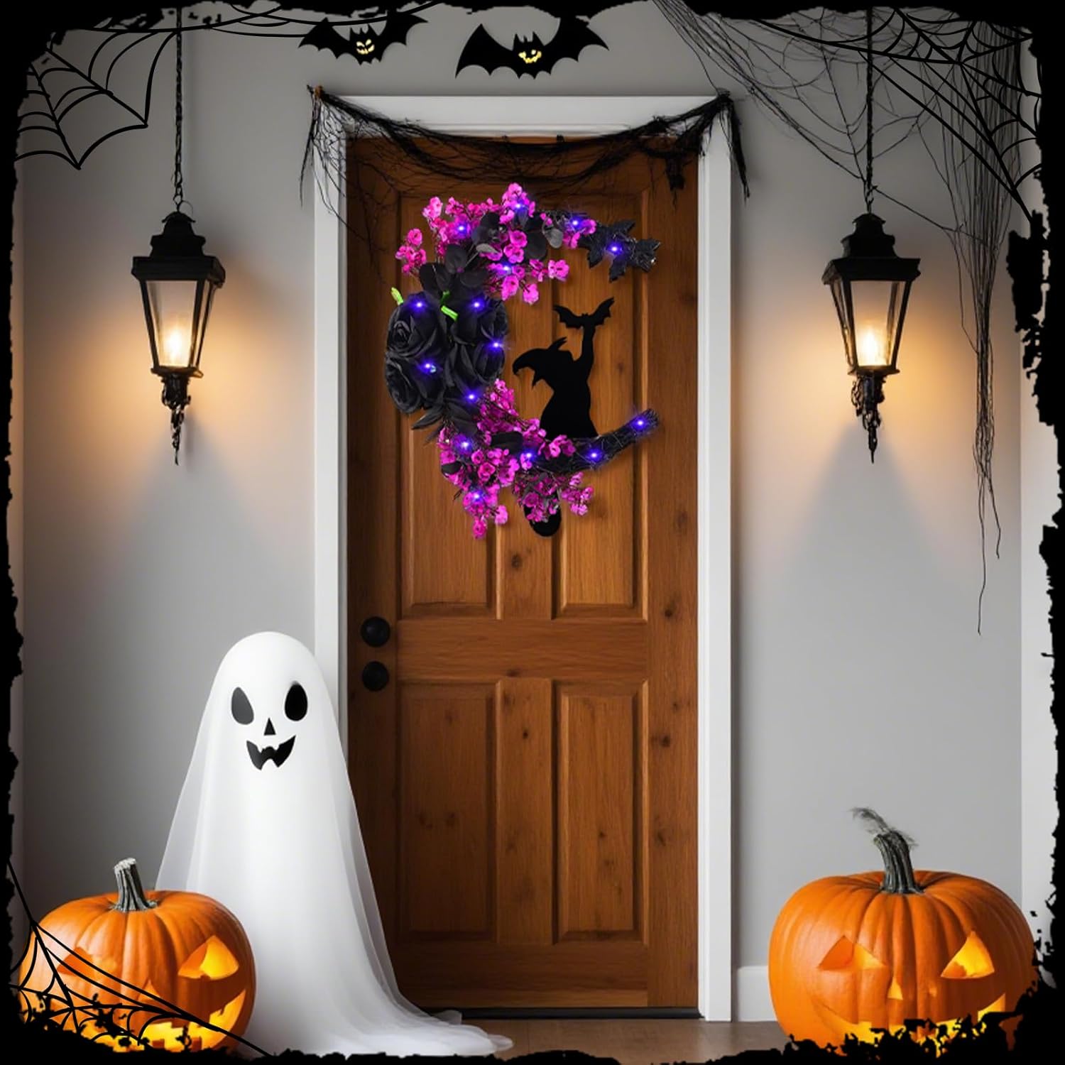 2025 Halloween Black Cat Door Wreath