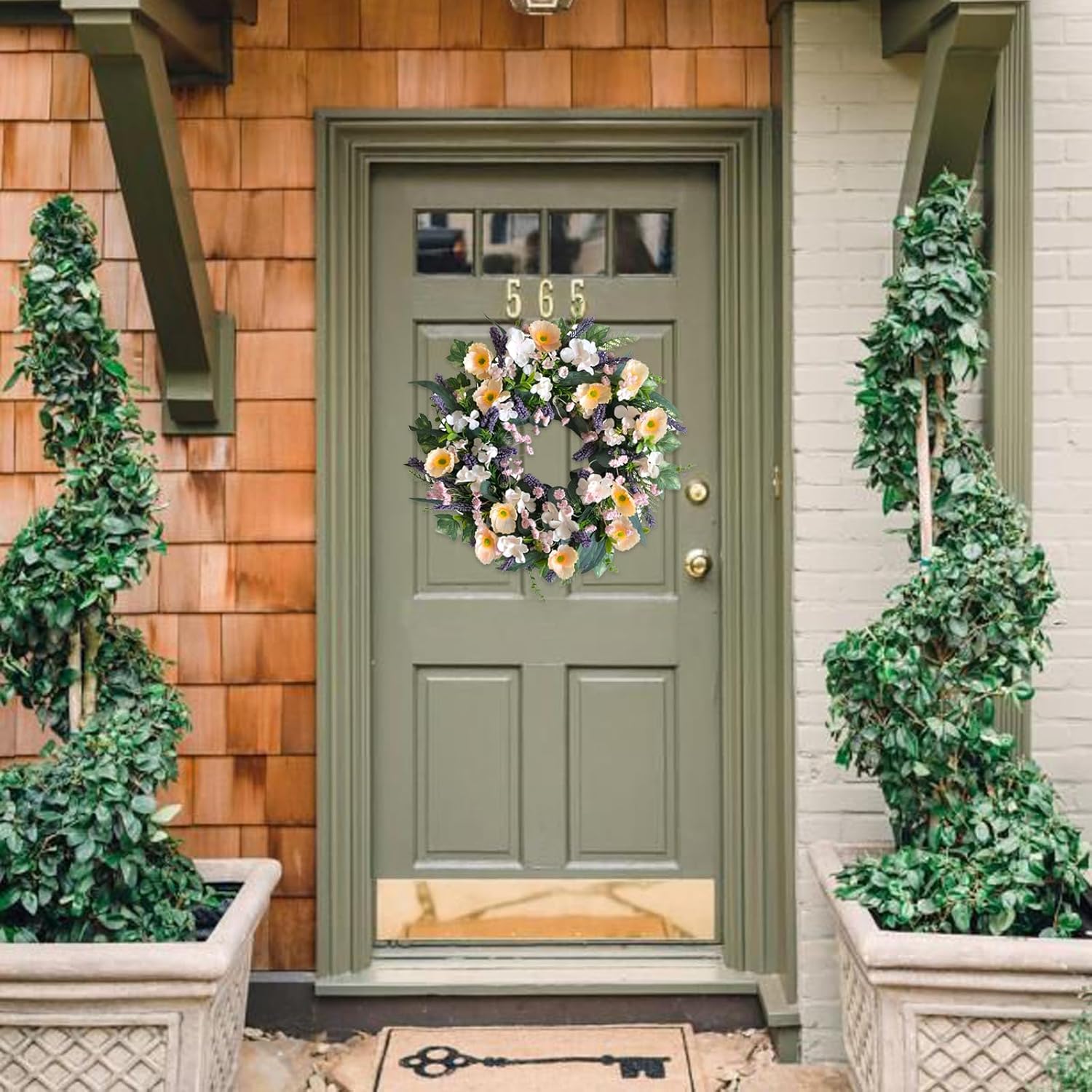 24-inch Purple Lavender Yellow Wreath for Home Wedding