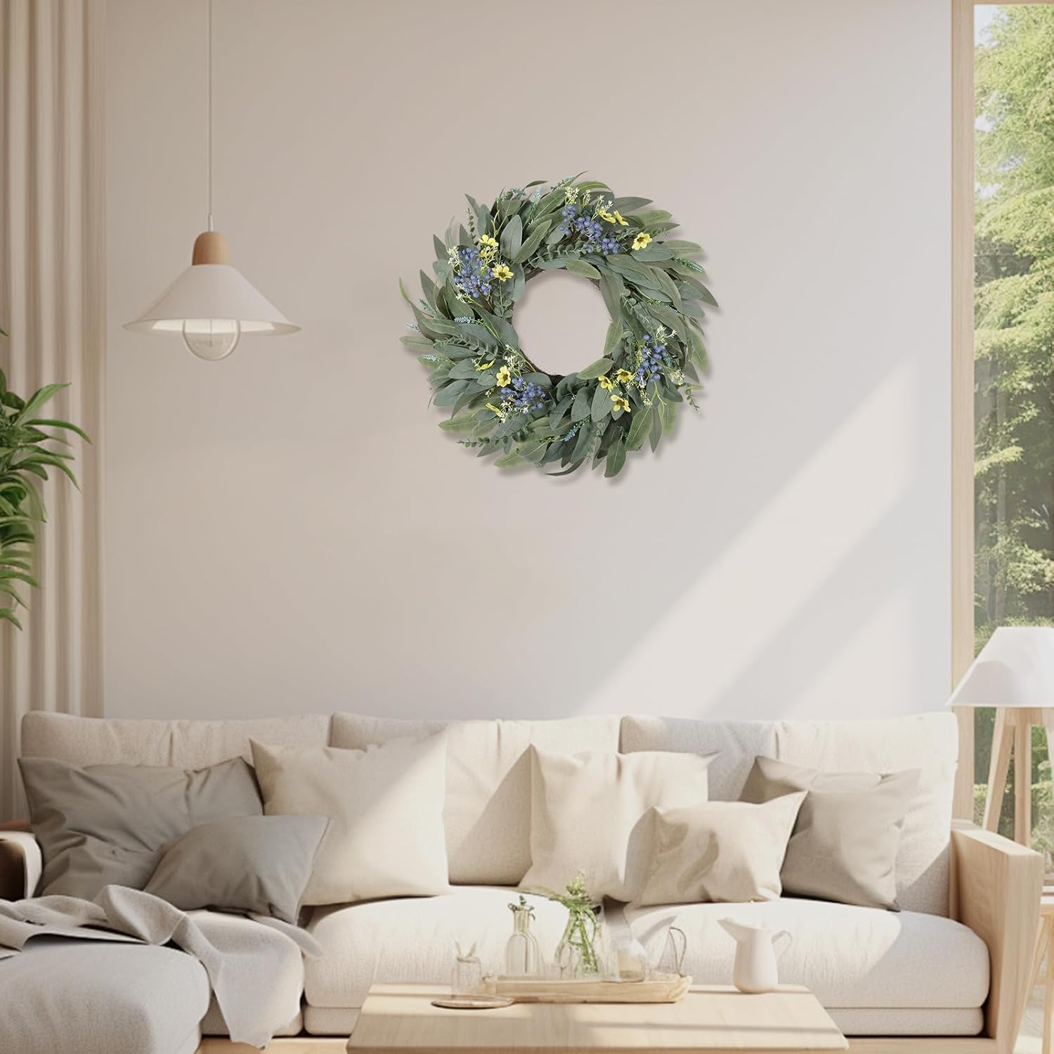 26 Inches Large Eucalyptus Spring Wreath for Front Door