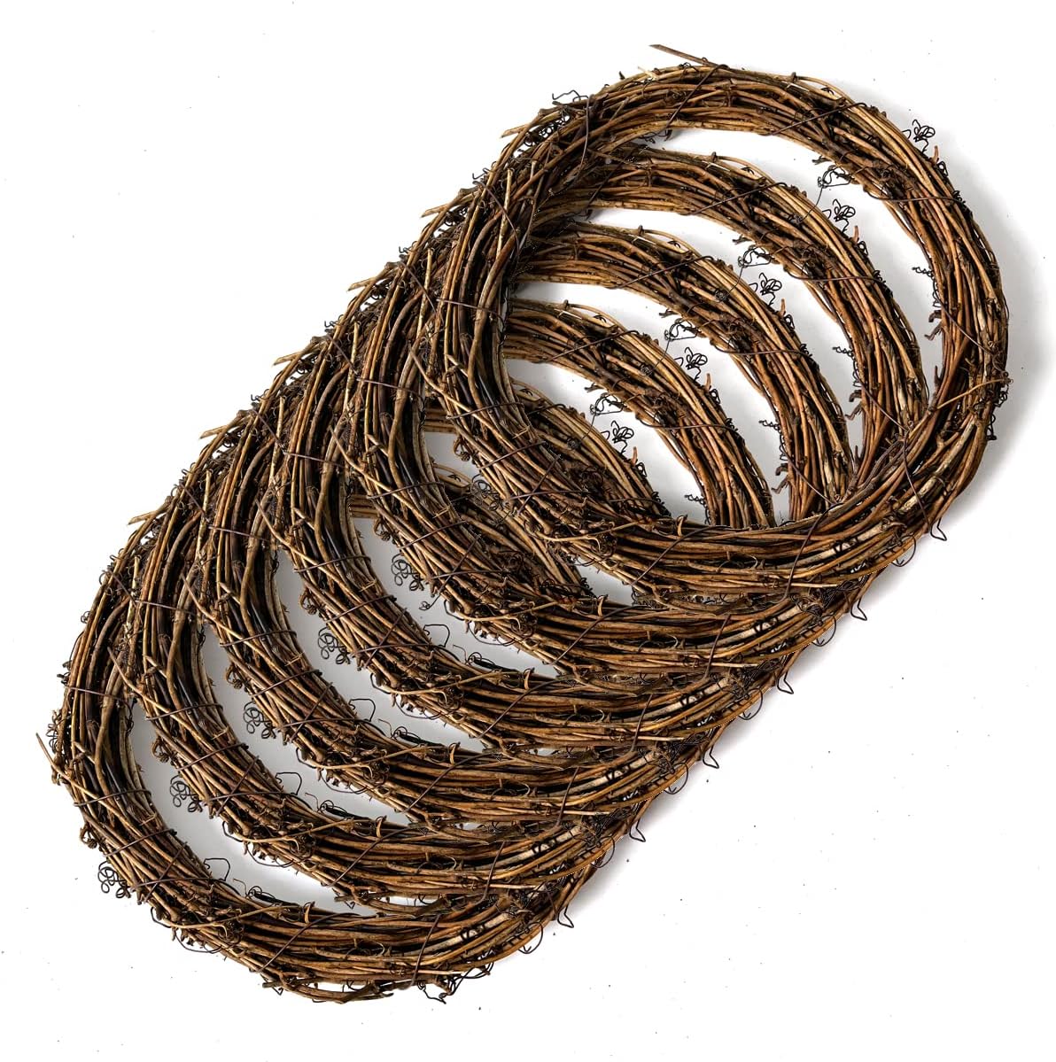 Worown 6 Pcs 10 Inch Natural Grapevine Wreaths for DIY Crafts