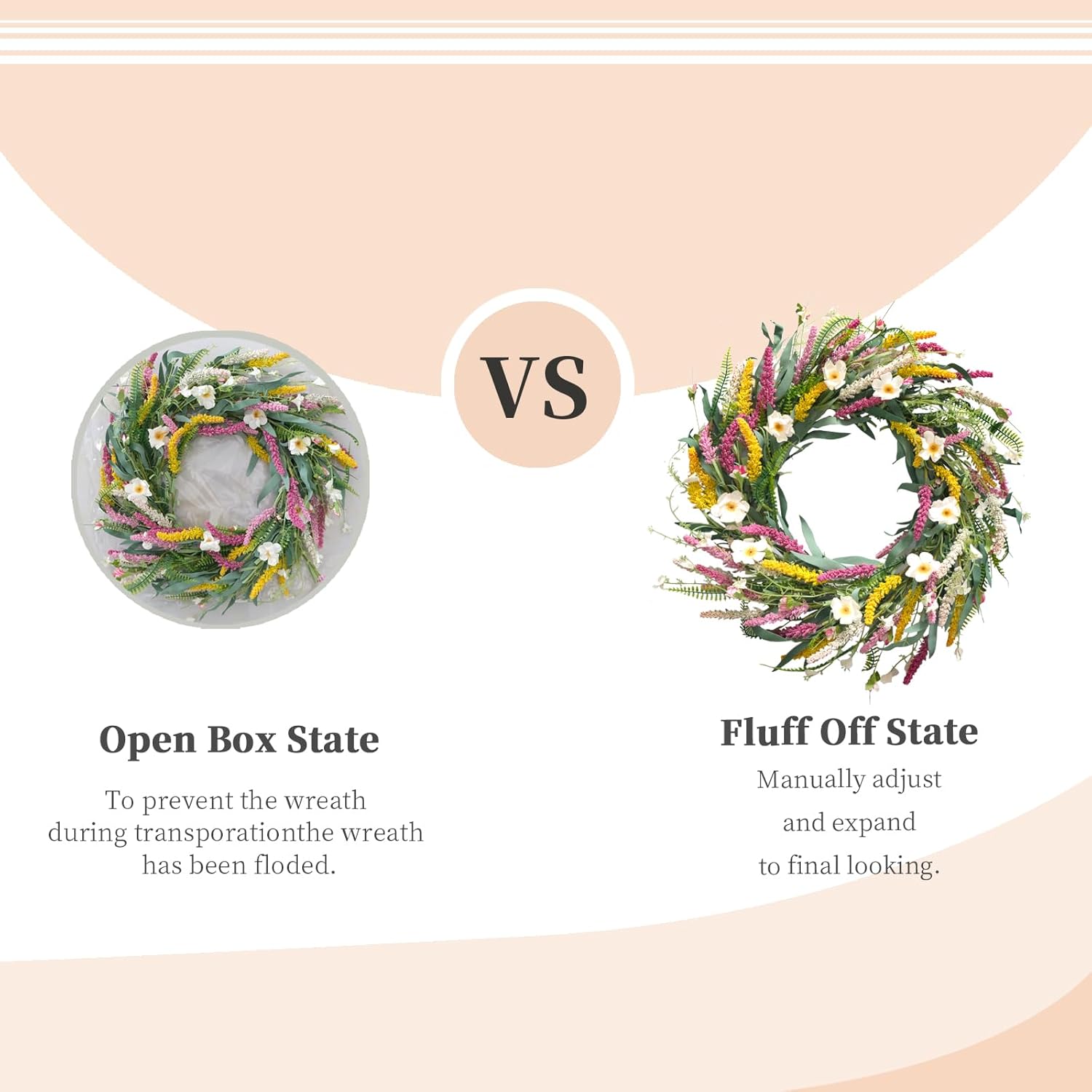 22 Inch Artificial Daisy Flower Wreath for Front Door