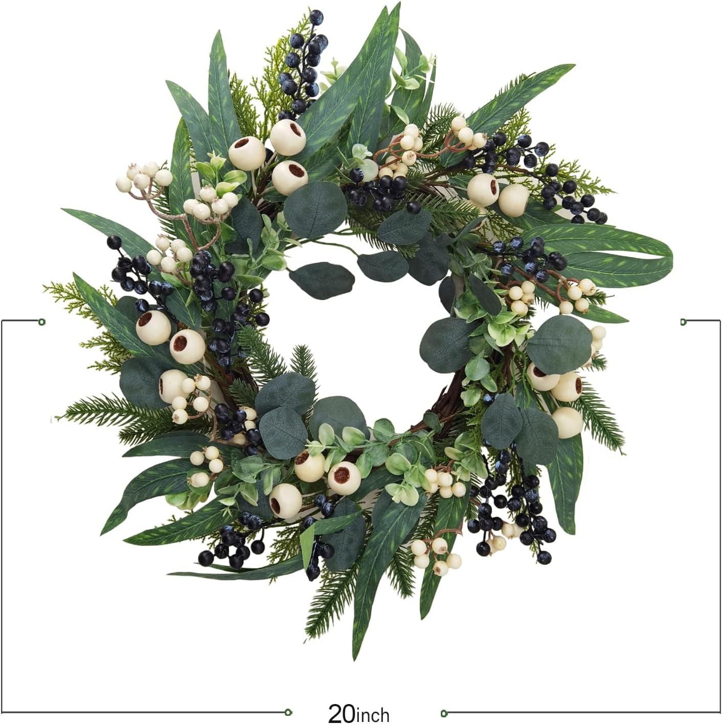 All Season Front Door Wreath 20 Inch - Farmhouse Decor