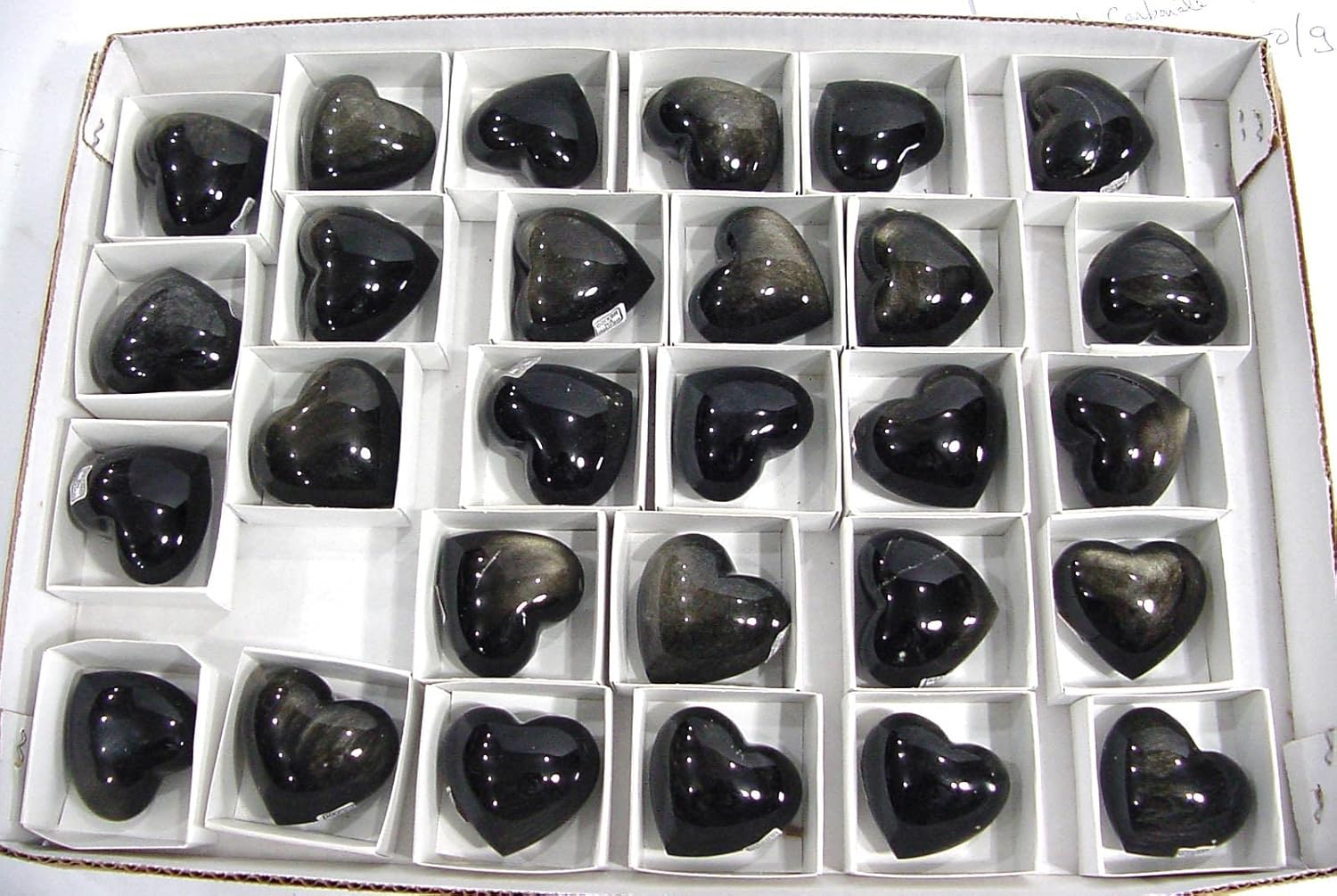 Mexican Gold Sheen Obsidian Puff Heart Stones 28 Piece