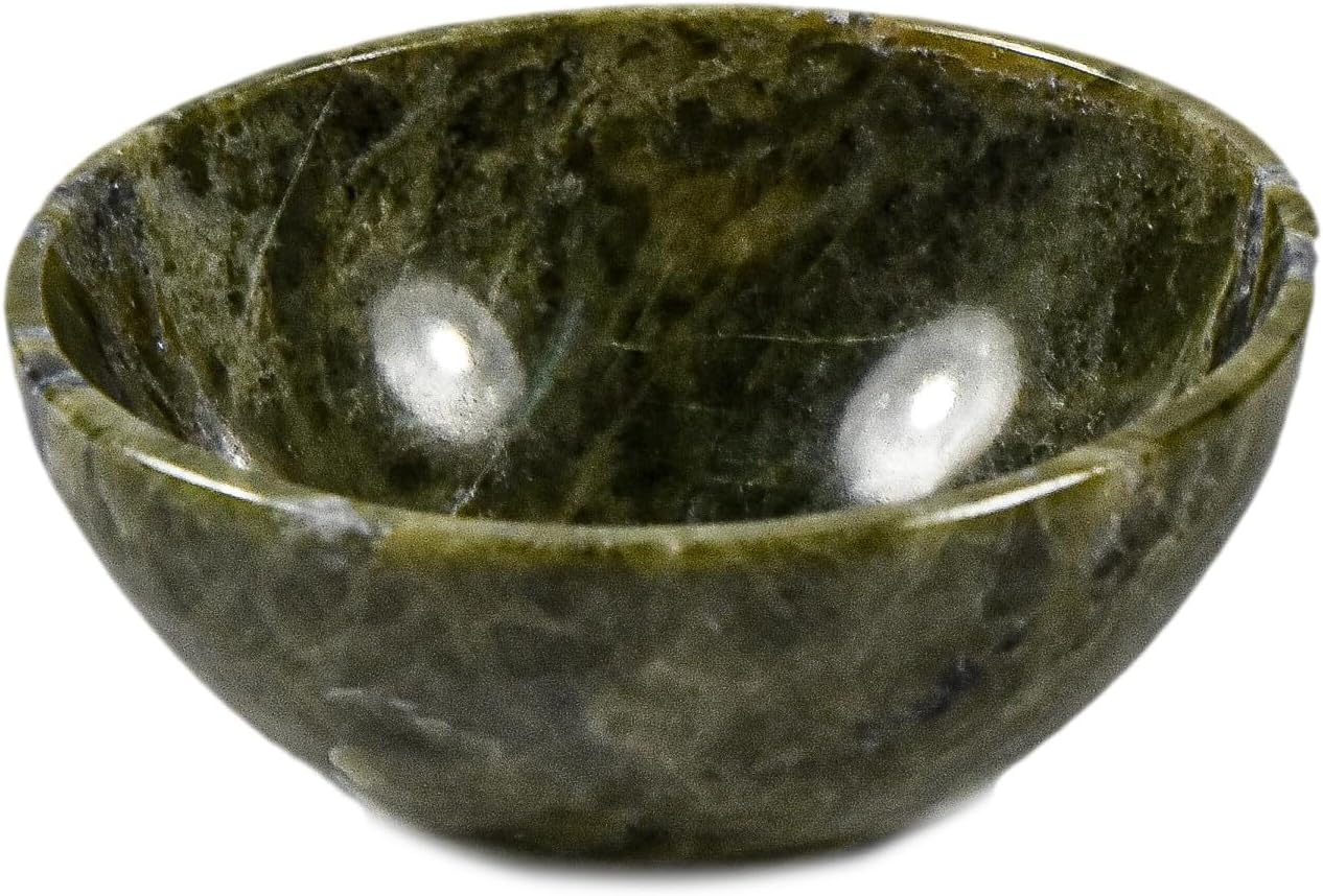HQRP 75mm Vesuvianite Gemstone Bowl Natural Green