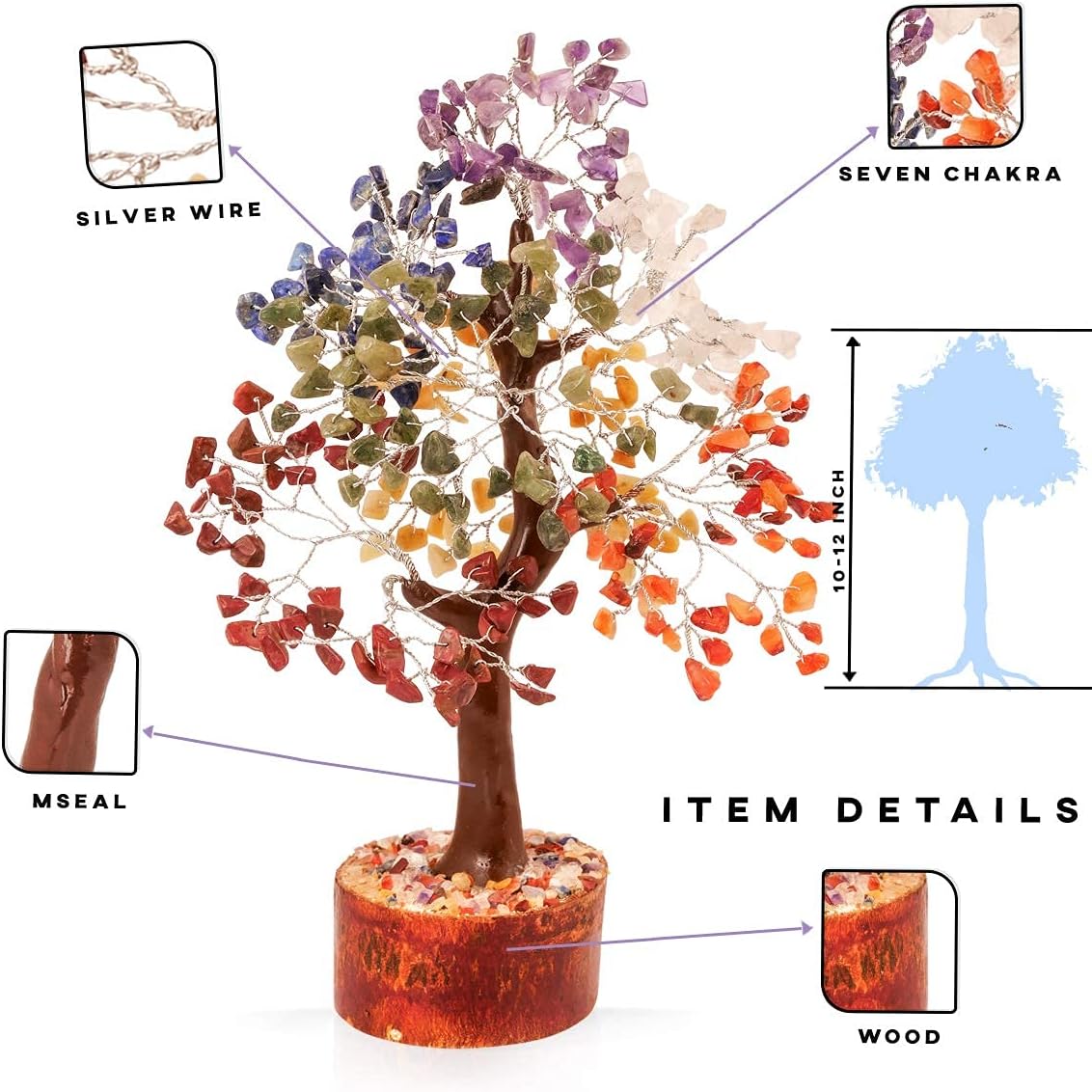 PYOR Seven Chakra Crystal Tree Healing Energy Generator