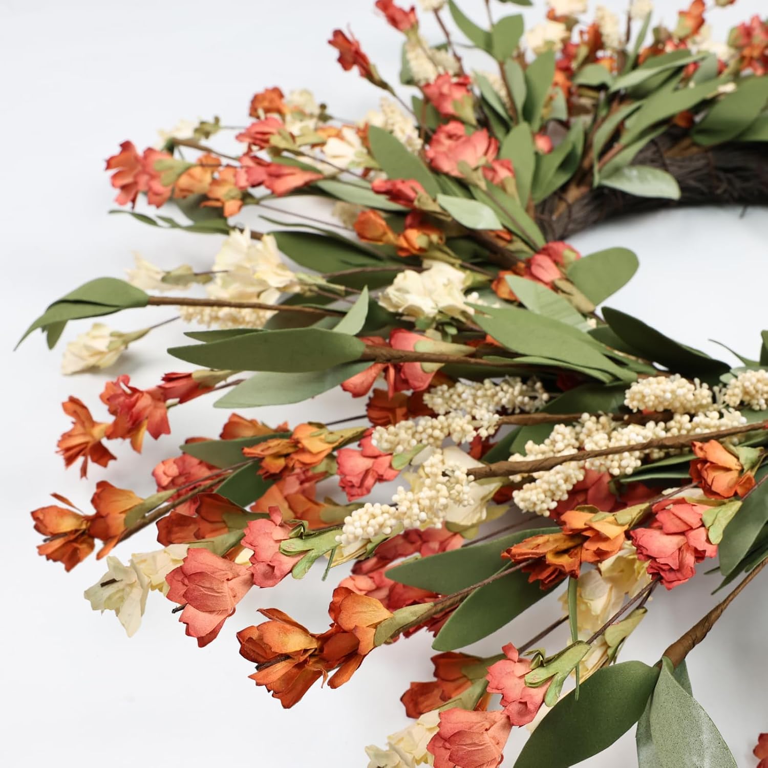 24 Inch Realistic Fall Door Wreath for Home Decor