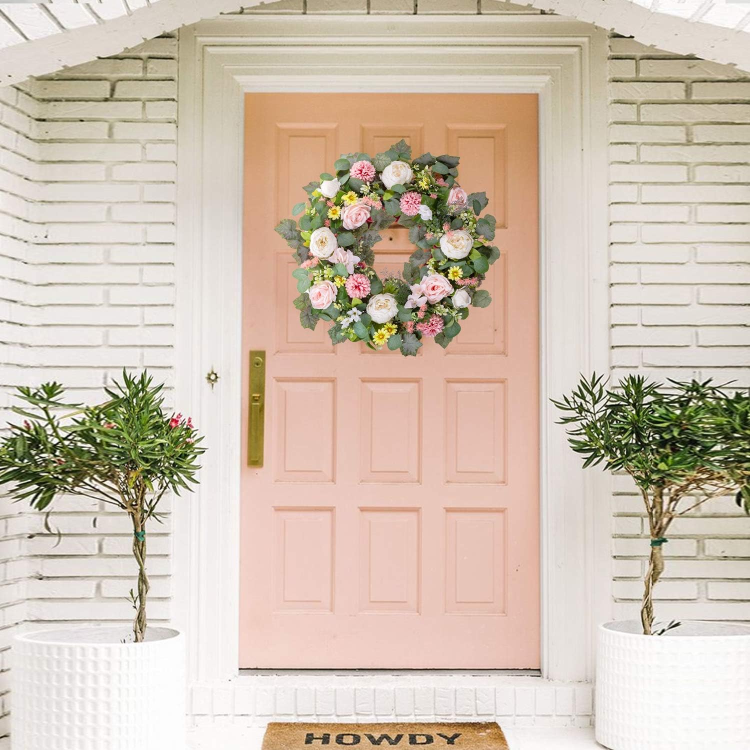 WANNA-CUL 24 Inch Spring Peony Wreath for Front Door 1