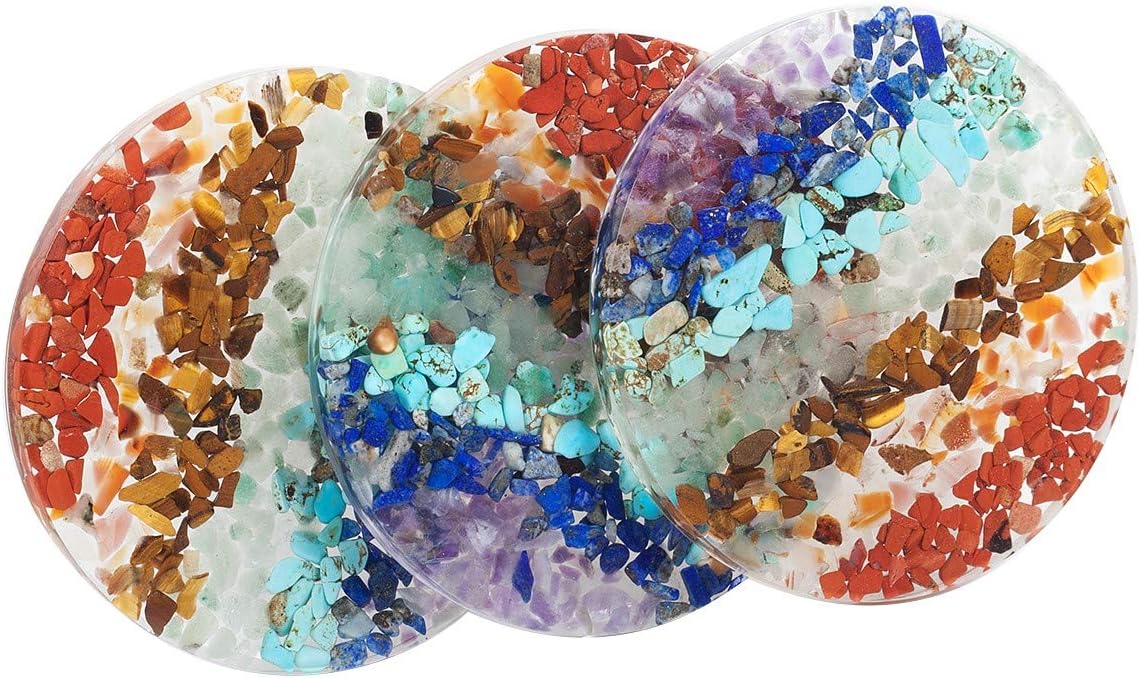 Nupuyai 7 Chakra Crystal Slice Set for Home Office