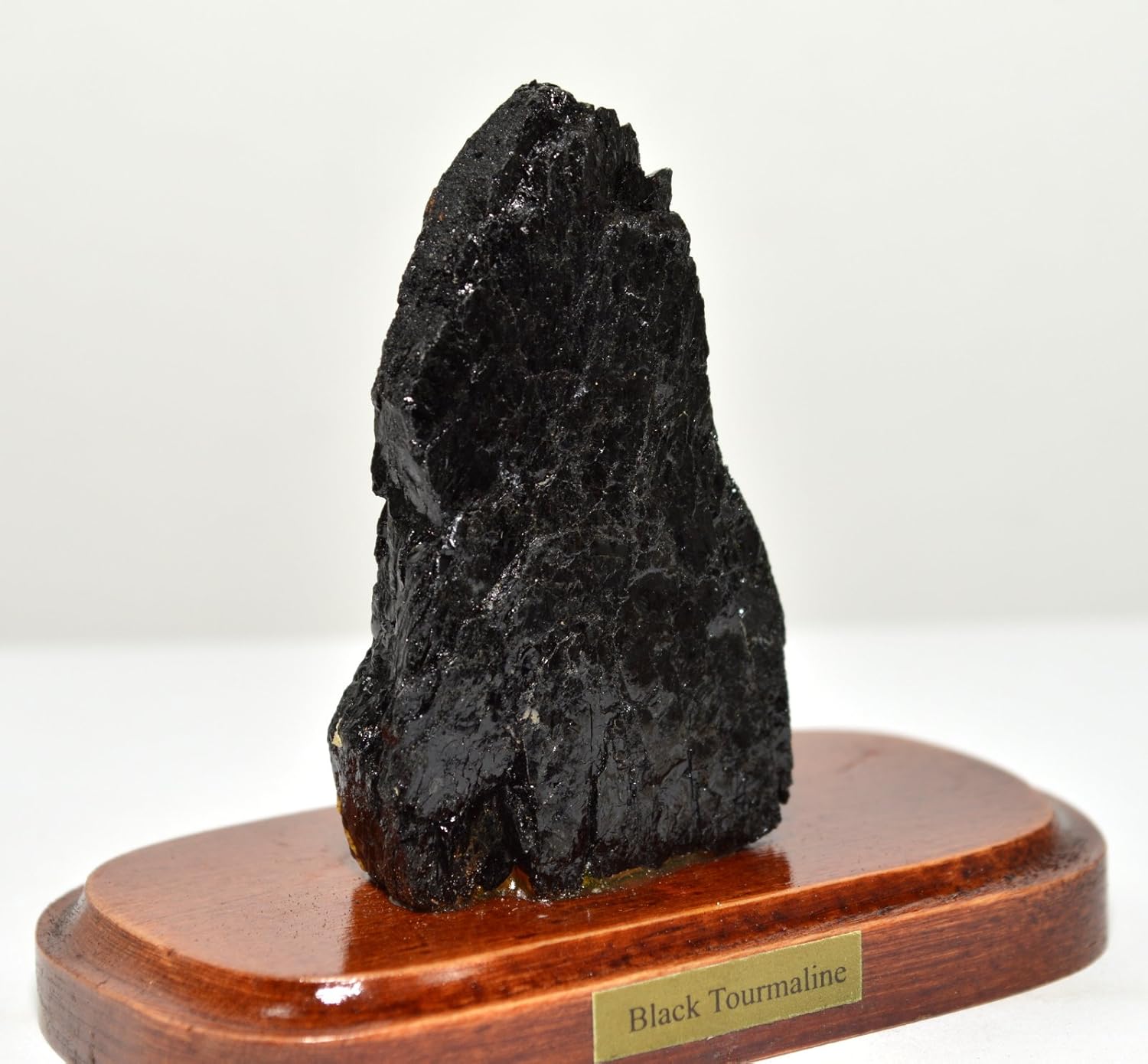 HQRP Black Tourmaline Cluster on Wood Base Natural Schorl Crystal