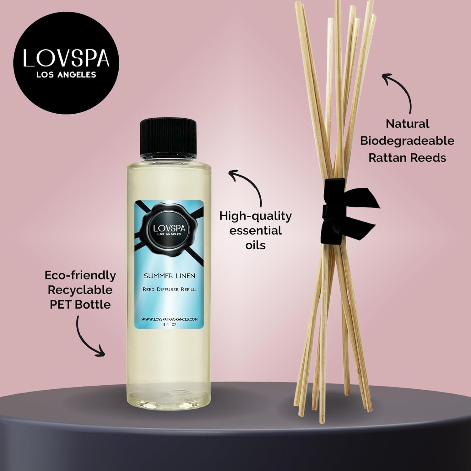 LOVSPA Summer Linen Diffuser Oil Refill with Replacement Reeds