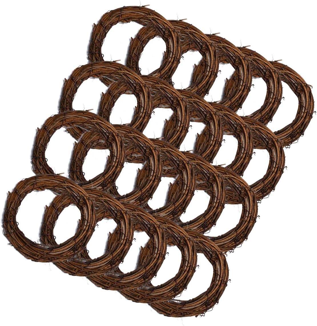 Worown 20 Pcs 3 Inch Natural Grapevine Wreaths Set