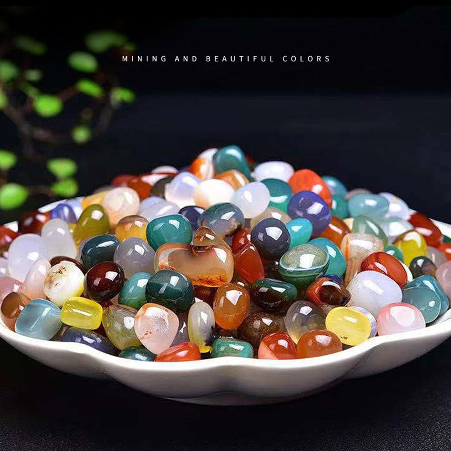 DECORN 1lb Bulk Natural Multicolor Agate Tumbled Stones for Decoration and Healing