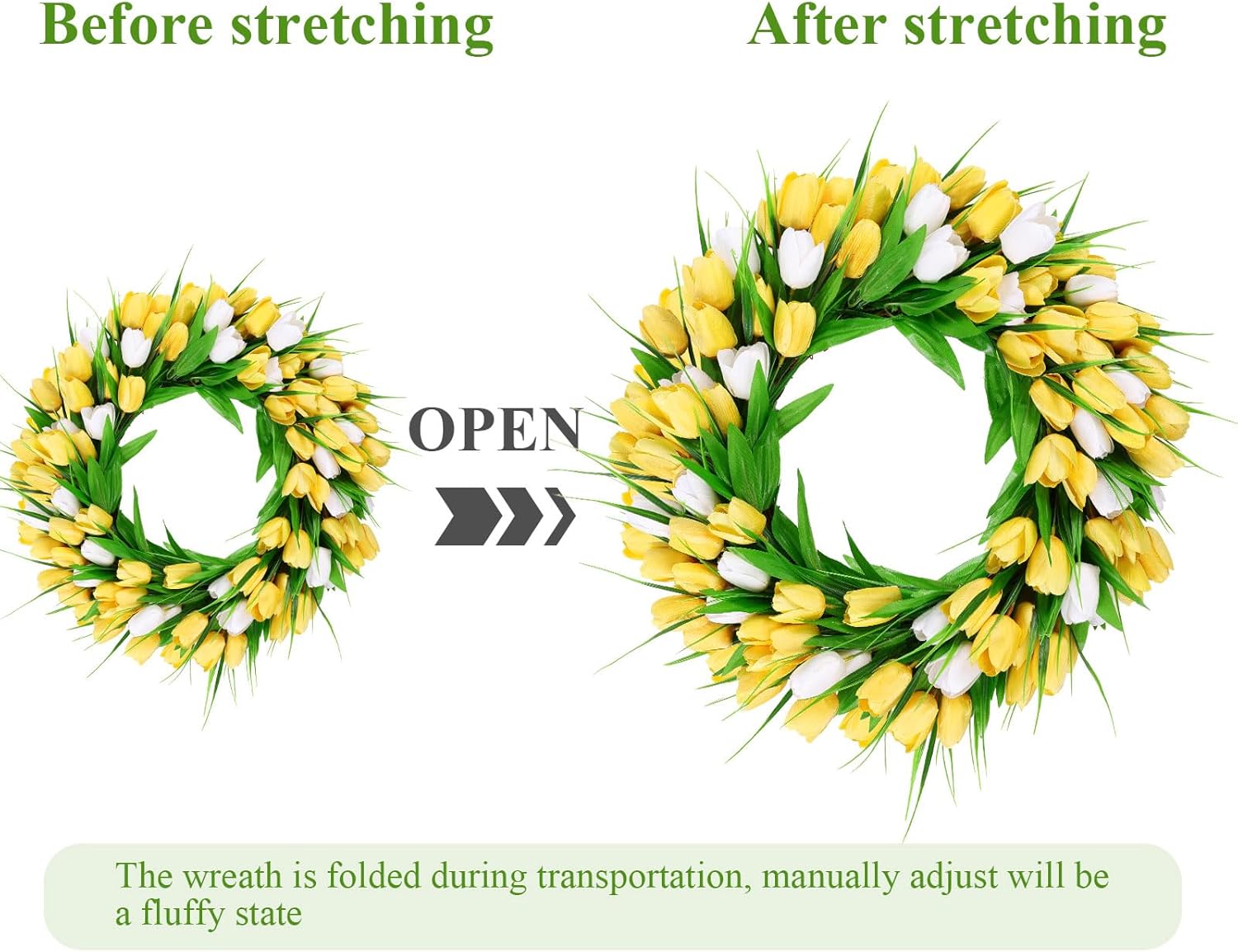 UArtlines 20 Inch Artificial Tulip Wreath for Front Door
