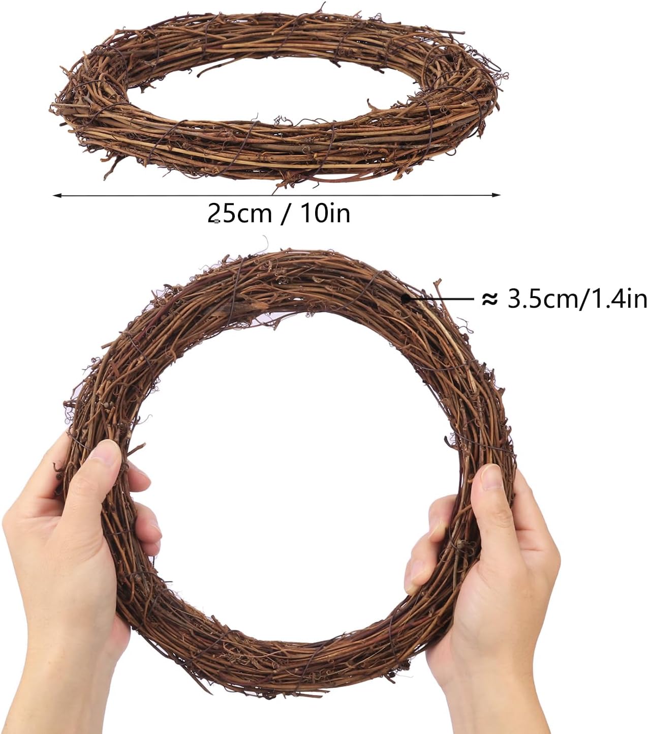 7PCS 10 Inch Natural Rattan Wreaths for Decor