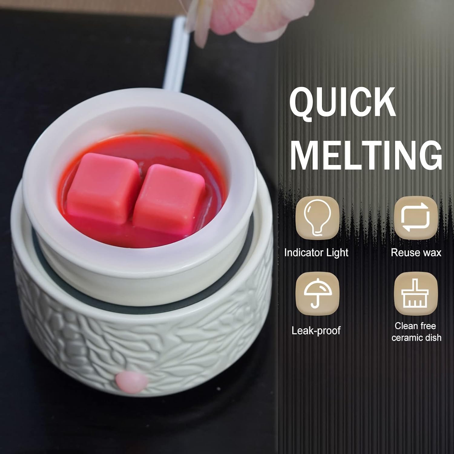 ElusiaKa 3-in-1 Wax Melt Warmer with Silicone Dish