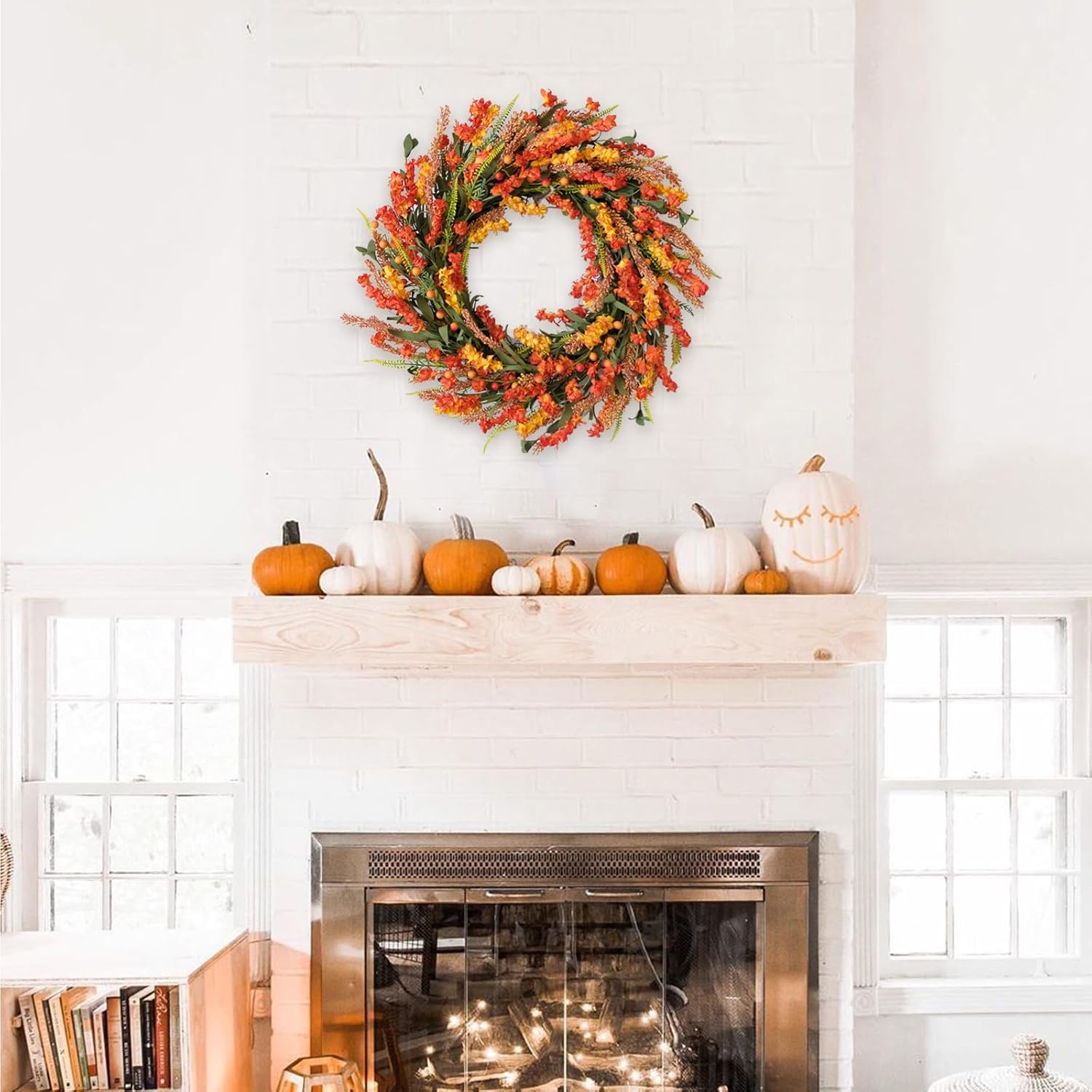 22 Inch Fall Flower Wreath for Front Door