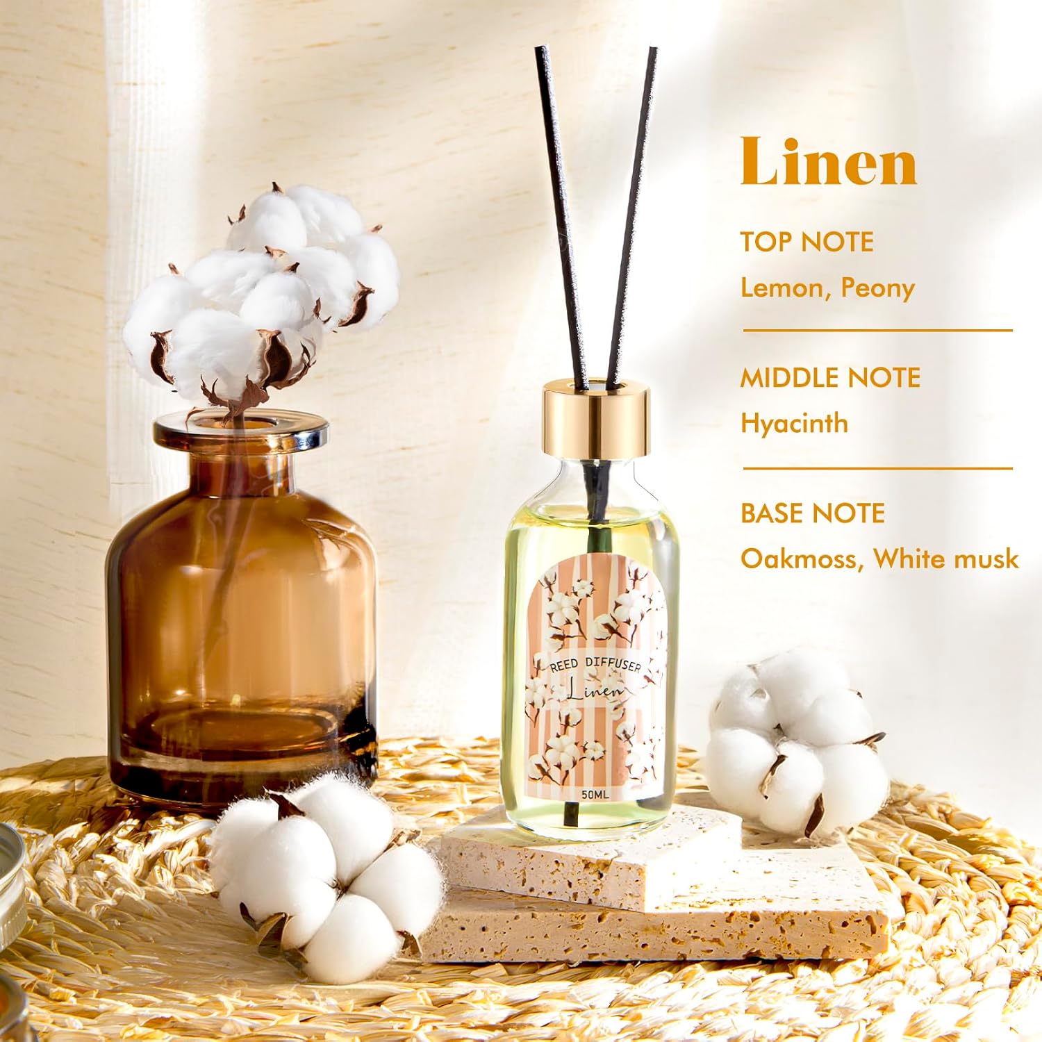 3 Pack Reed Diffuser Set Linen Eucalyptus Citrus Scented for Home Office Decor