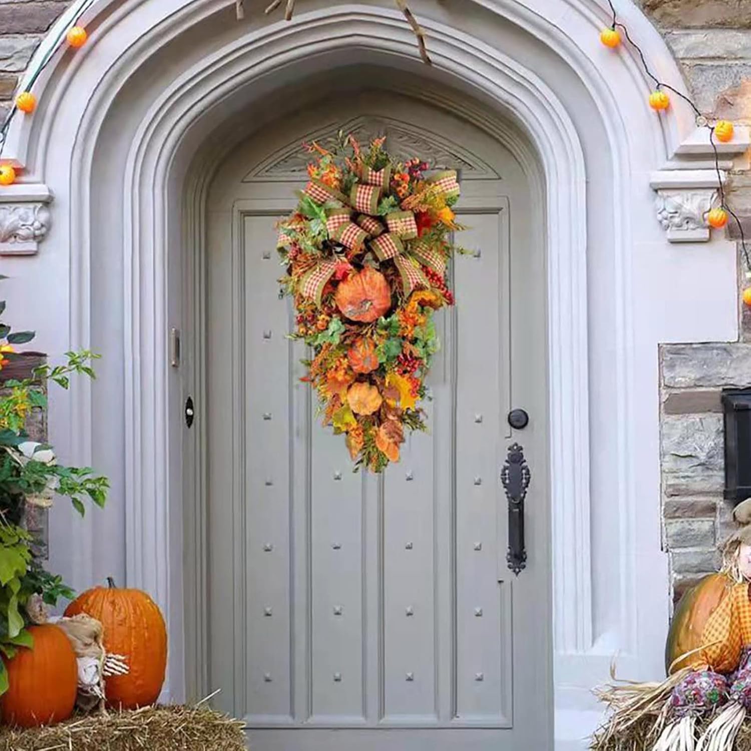 Fall Swag Wreath - Autumn Thanksgiving Door Decor