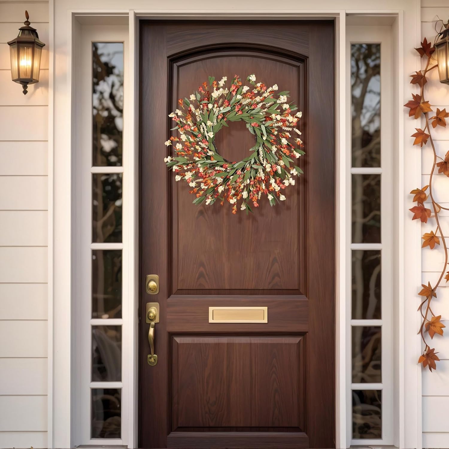 24 Inch Realistic Fall Door Wreath for Home Decor