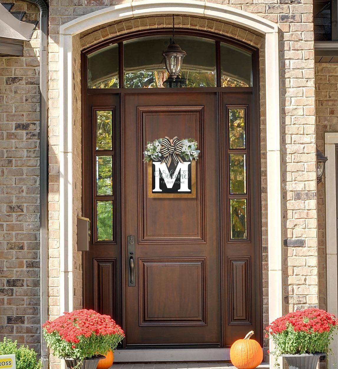 2025 Welcome Wreath for Front Door - 14x12 Inch Farmhouse Sign