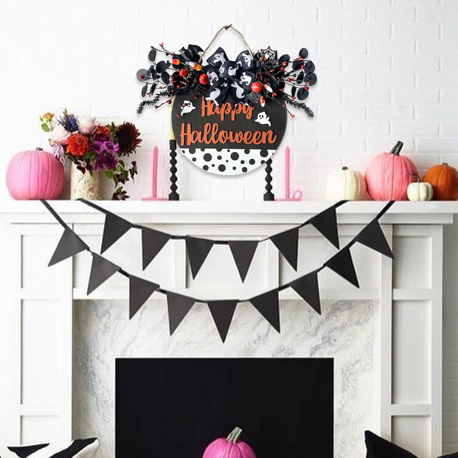 Idyllic 14 Inch Halloween Door Wreath Decor