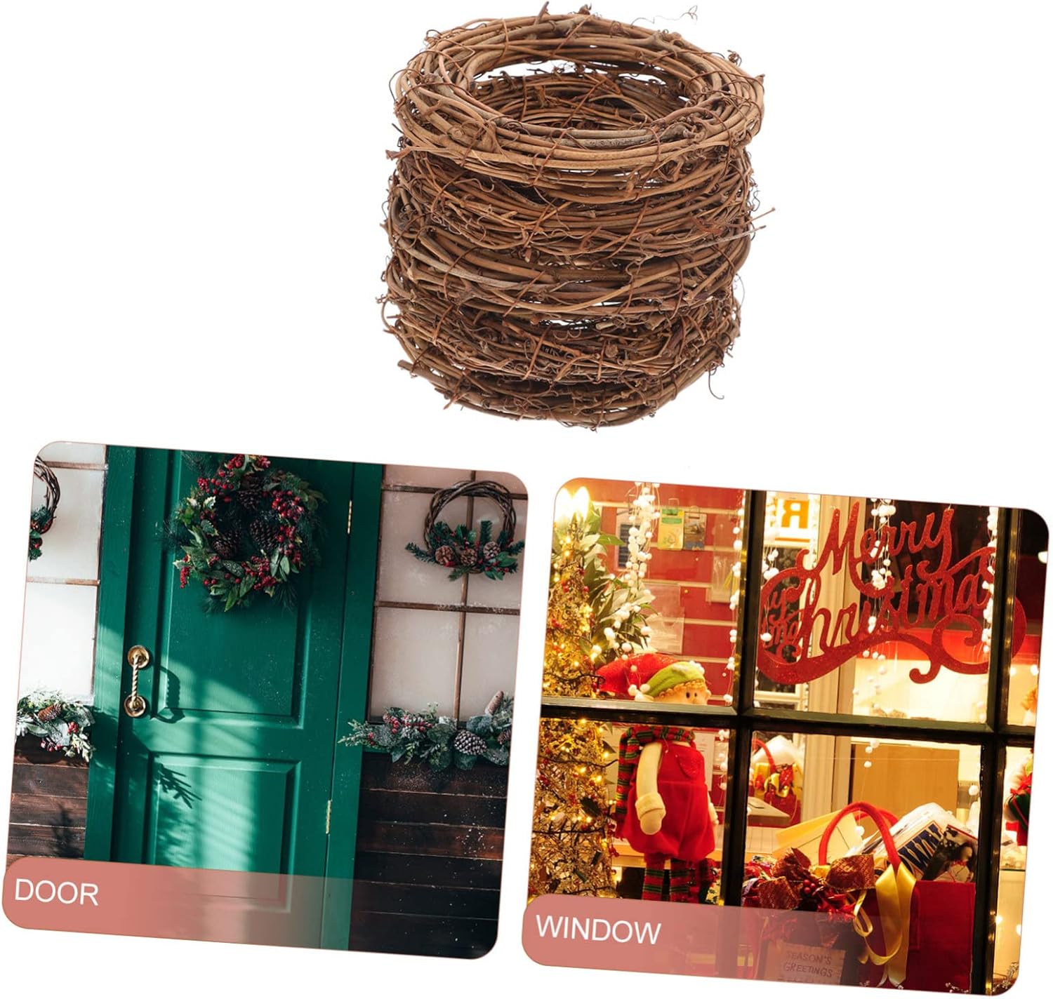 IMIKEYA 20pcs Christmas Woven Rattan Door Wreath Decor