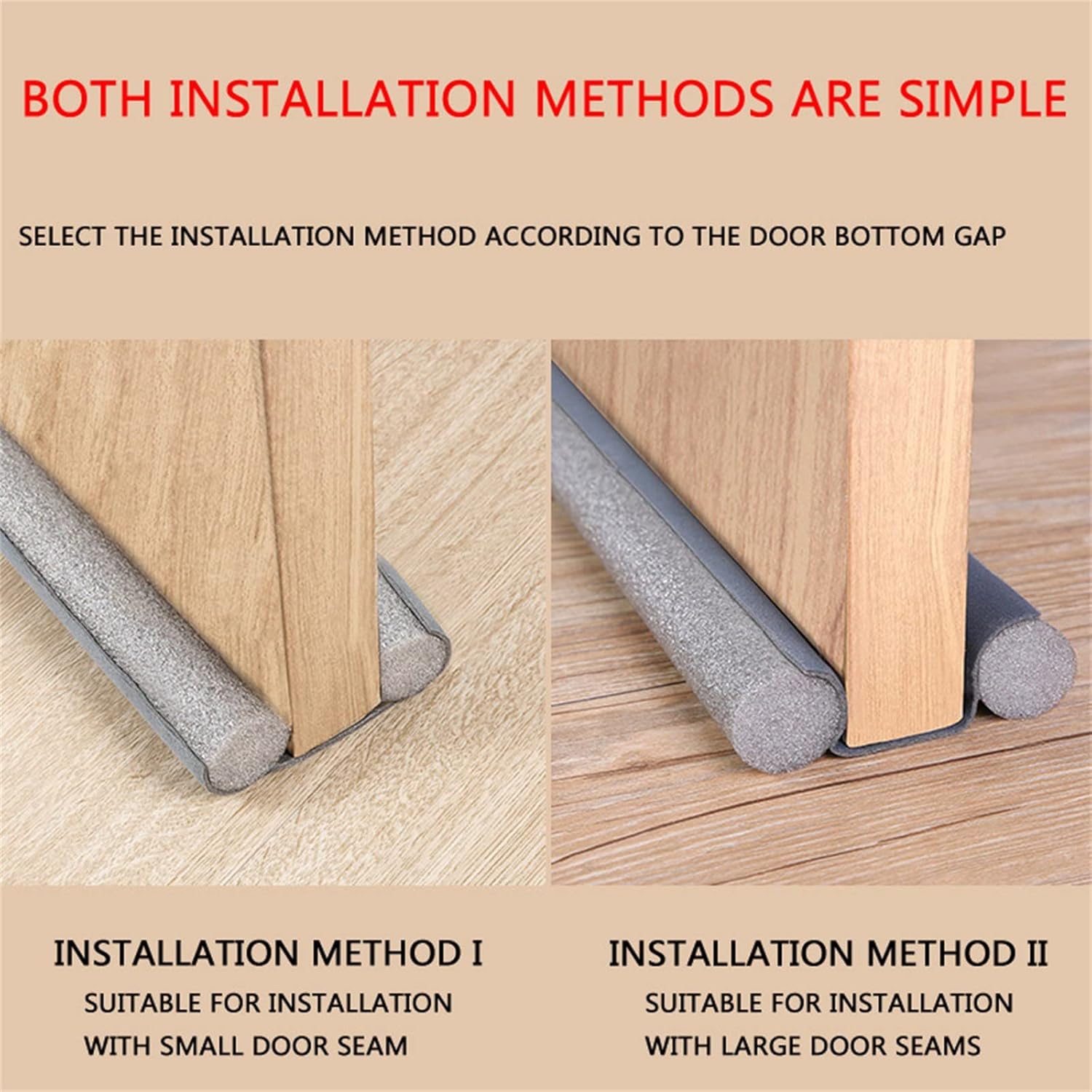 Oversized Foam Draft Stopper for Door Sealing 36 Inch Gray