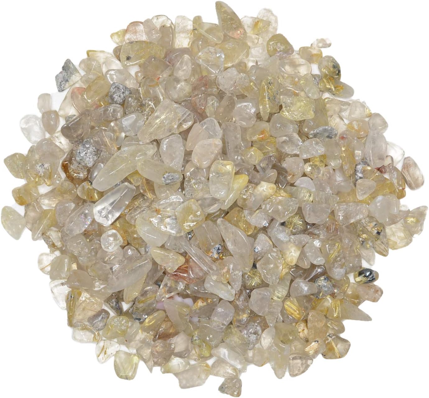 5 Lbs Polished Rutilated Quartz Rock Chips for Home Decor and Crafts