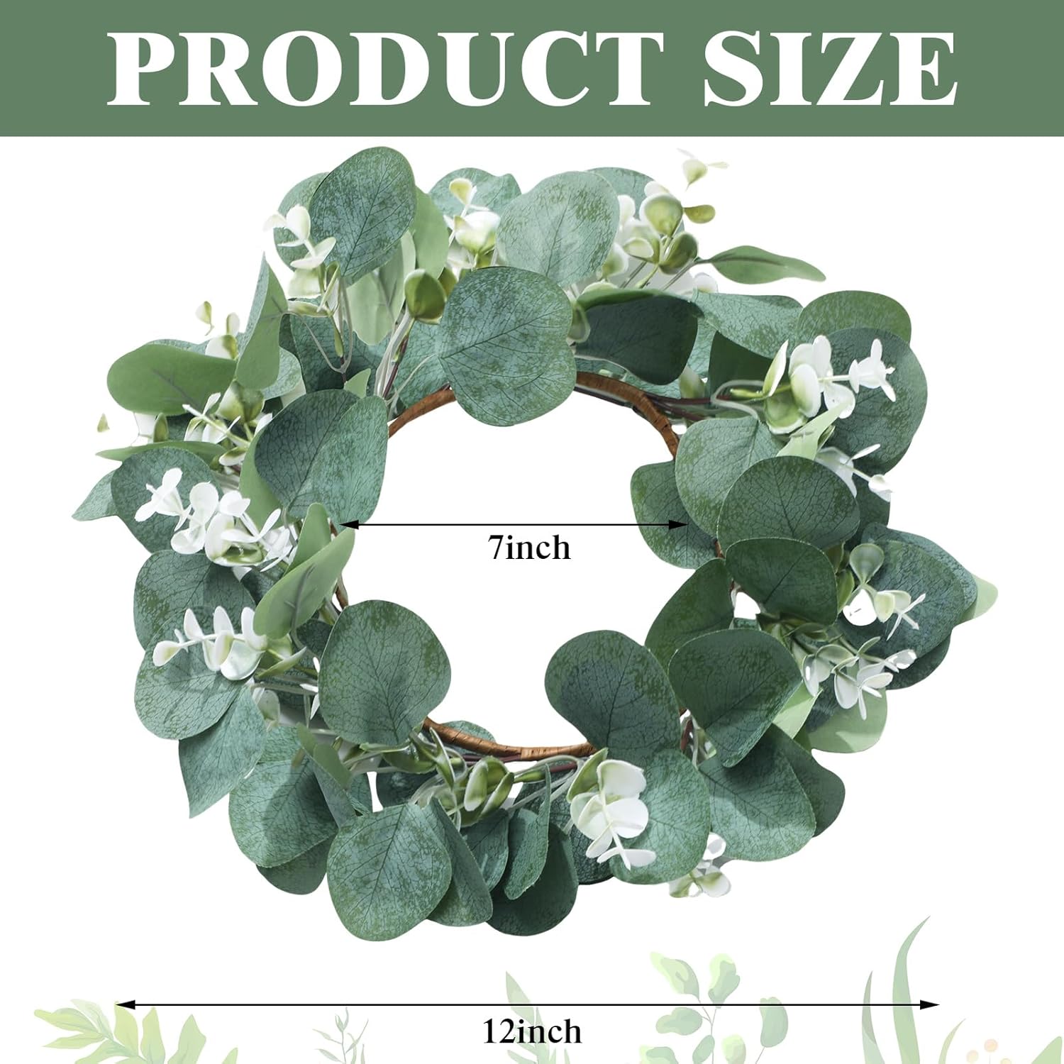 Redbaker 6 Pcs Eucalyptus Wreath 12 Inch Artificial Green Decor