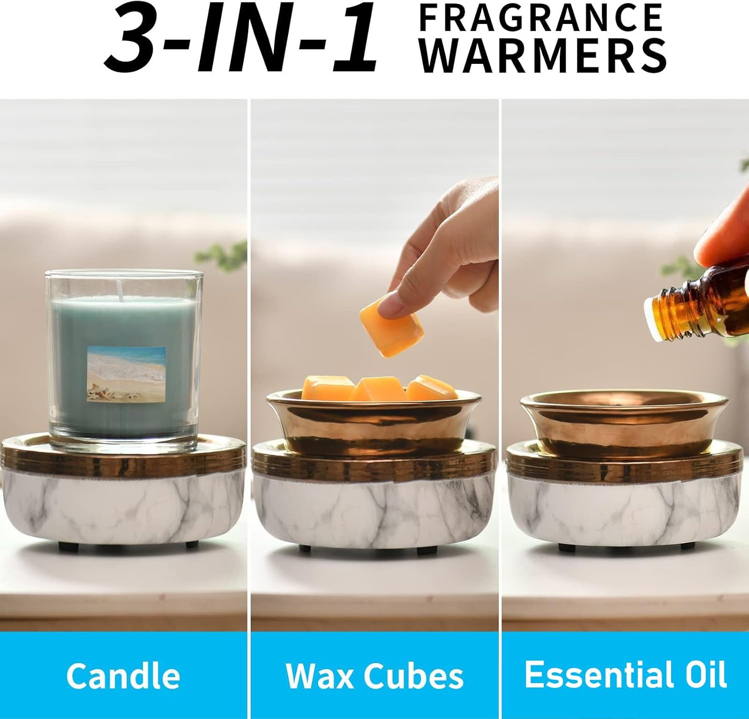 Mocosa Ceramic Wax Warmer 3-in-1 Electric Scented Candle Burner