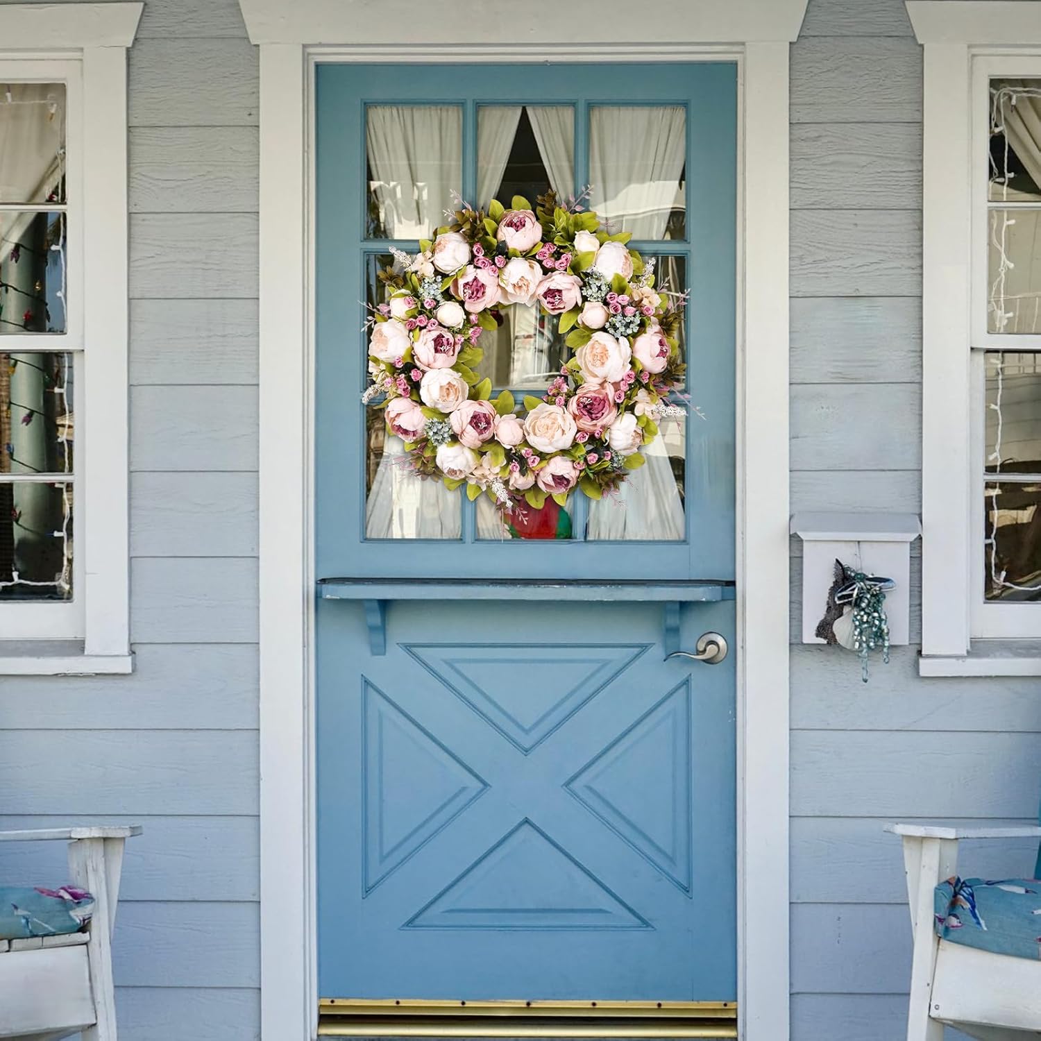 Covanm 22 Inch Spring Peony Wreath for Front Door Decor