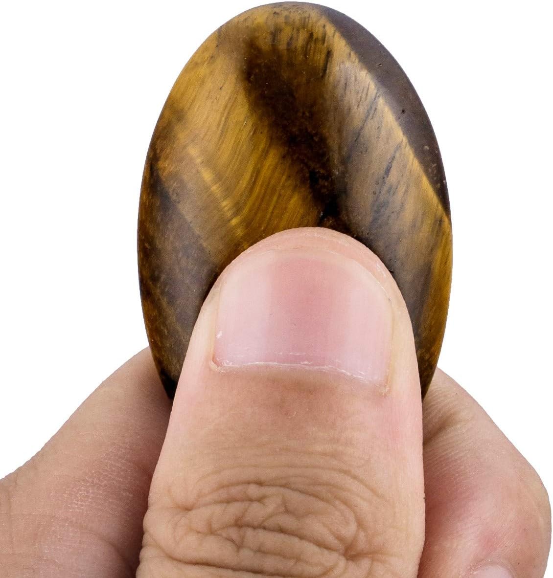 SUNYIK Natural Hand Carved Tigers Eye Thumb Worry Stone