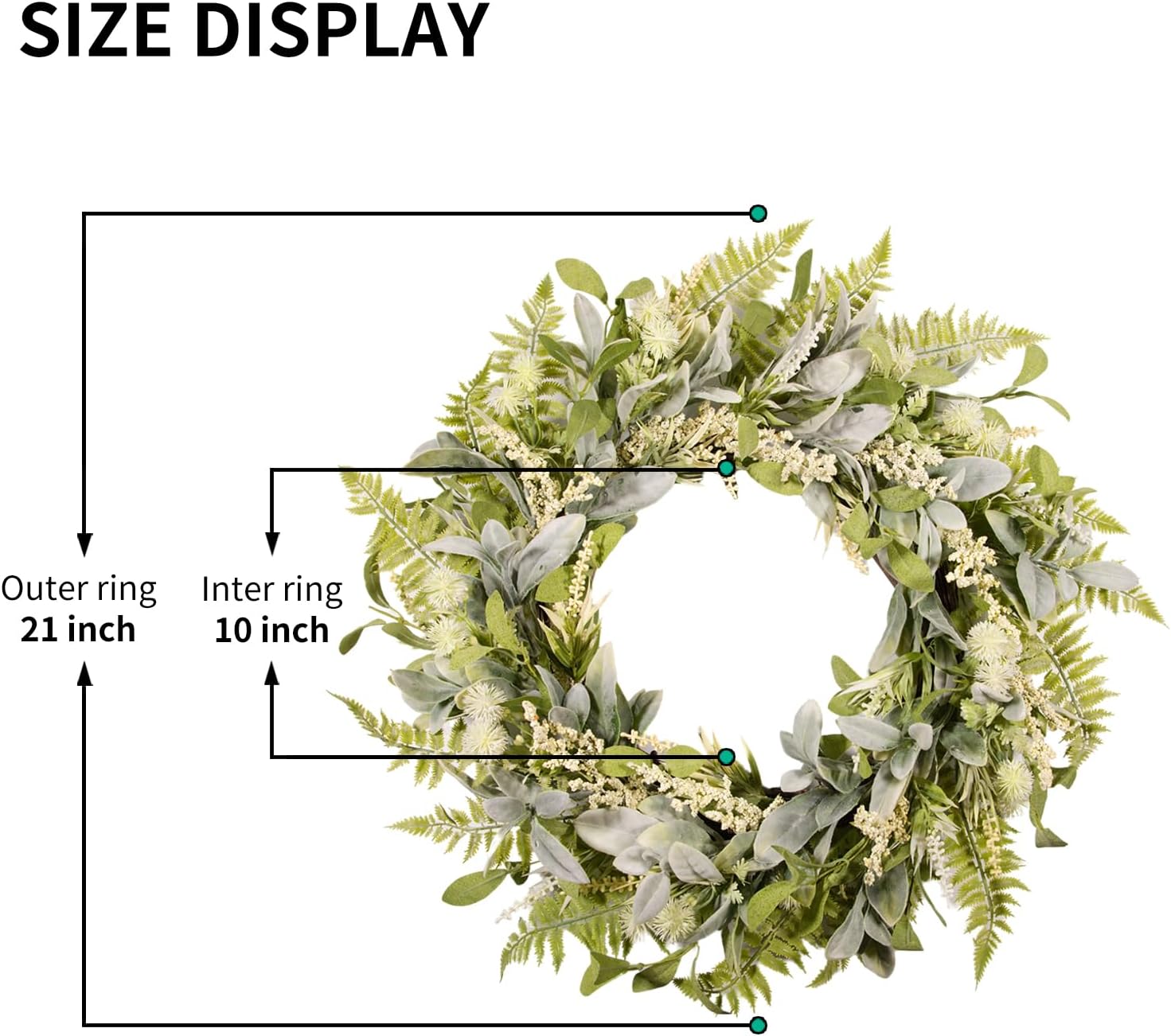 21 Inch Artificial Eucalyptus Wreath for Front Door