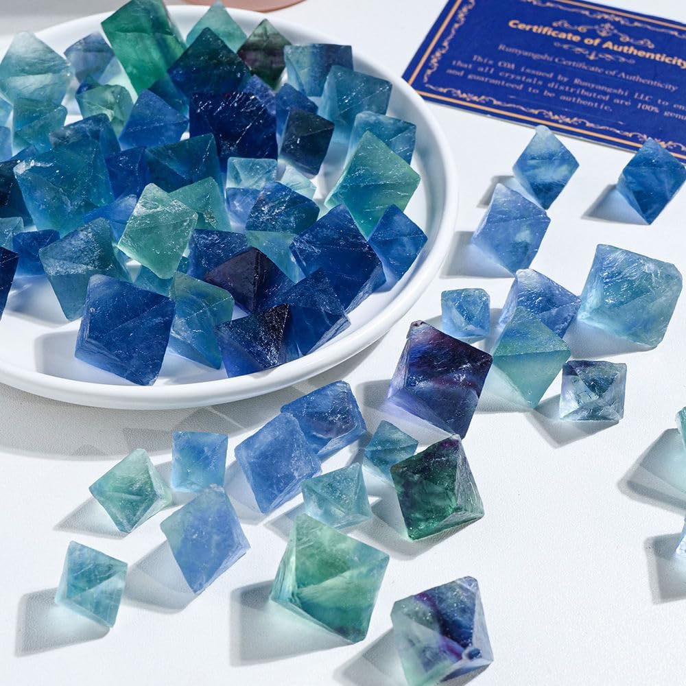 Wholesale Blue Fluorite Octahedron Healing Stone Home Decor