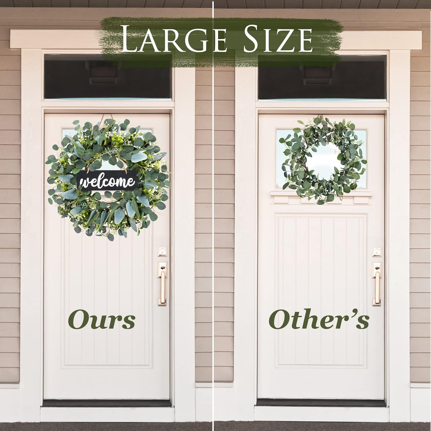 Dremisland Green Eucalyptus Wreath with Welcome Sign 22in Decor