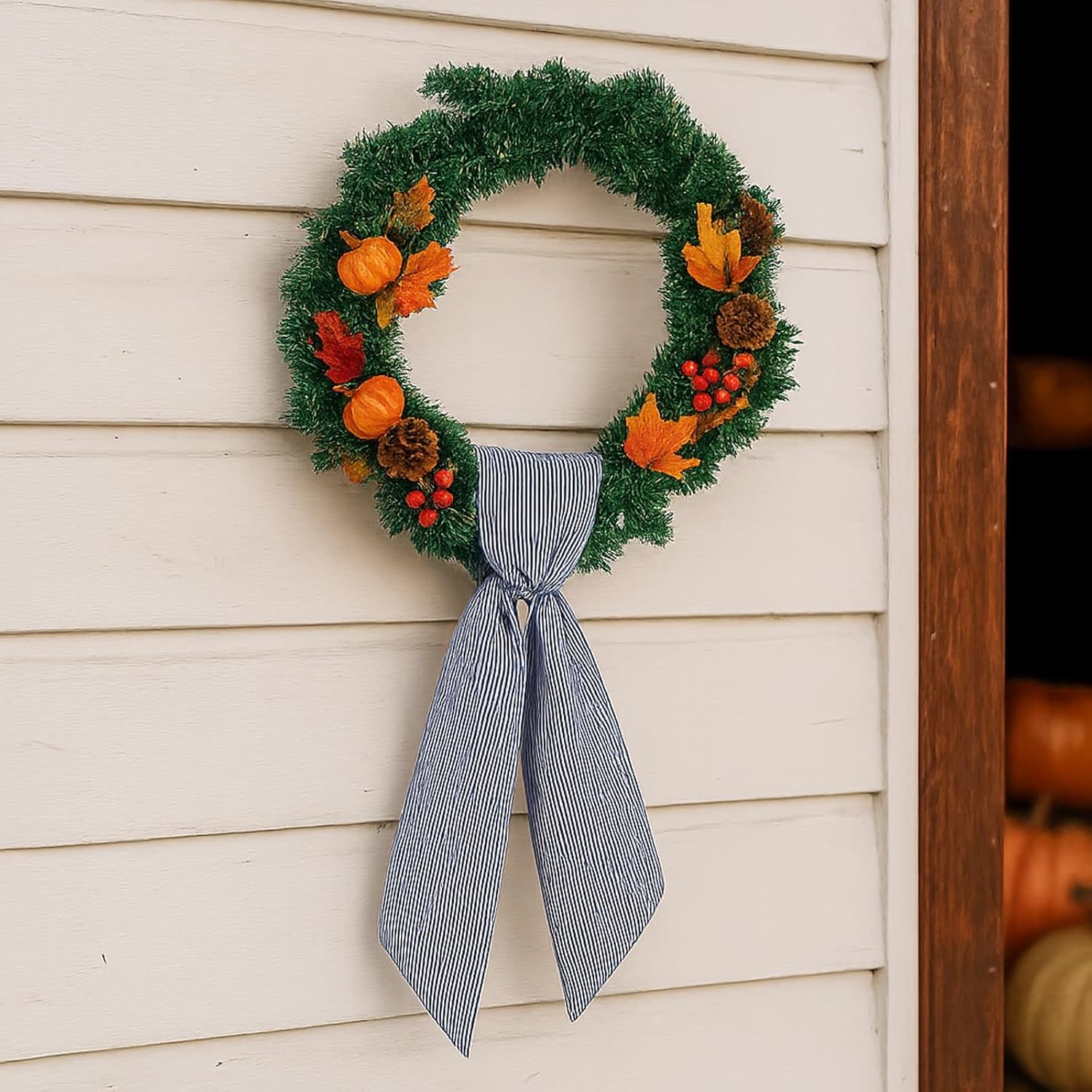 Black Striped Wreath Sash 512 Wide x 5433 Halloween Door Decor